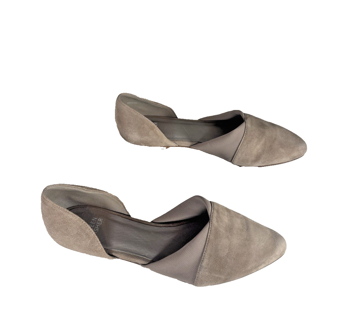 Eileen Fisher Asha Suede Flats Taupe Pointed Toe Slip On Comfort Women 8.5