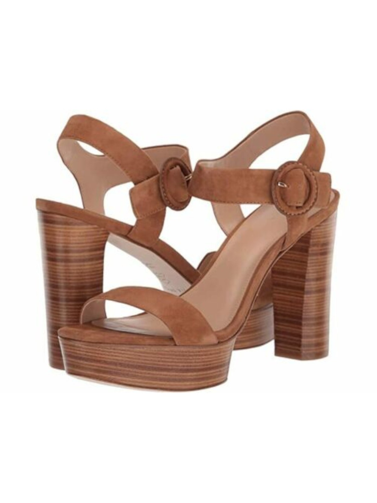 VIA SPIGA Womens Beige 1-0.5″ Platform Ira Almond Toe Suede Sandals 6.5 M