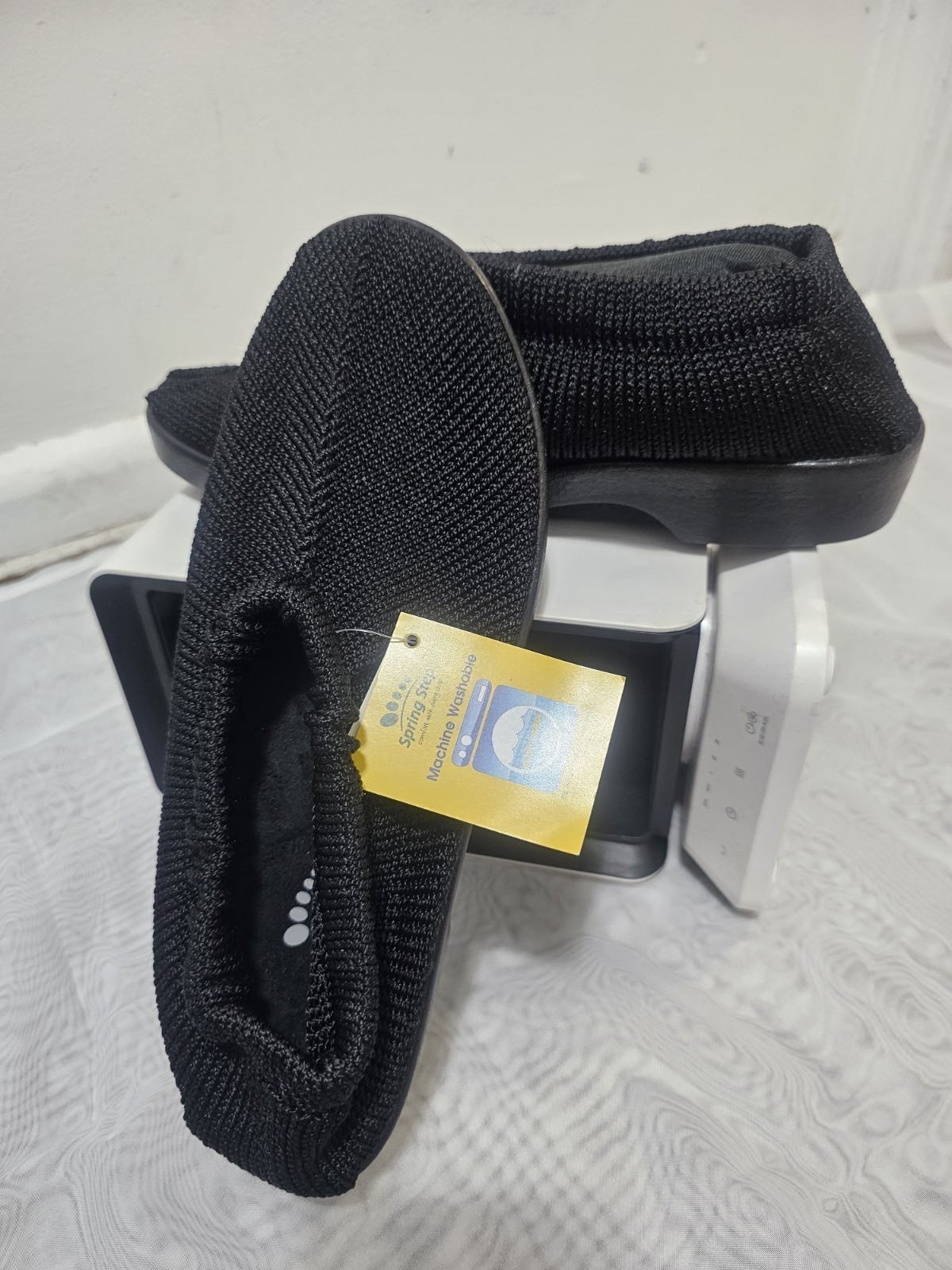 Spring Step Black Knit Slip-On Slippers Women’sUS 7 EU 41 Closed Toe Rubber Sole