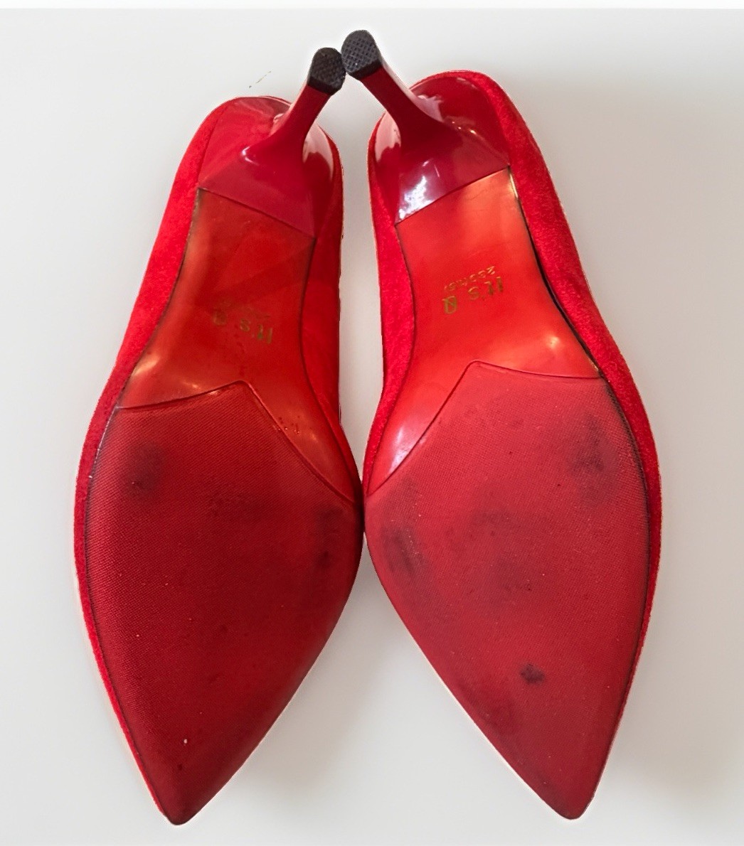 Womens Red Suede Stiletto Pumps Sz 5