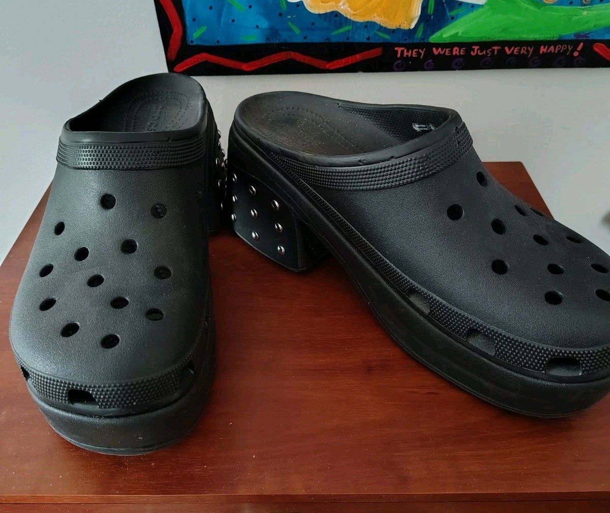 Crocs Siren Black Studded UNISEX Platform Clog Heel Mens 13 / Women’s 14-15