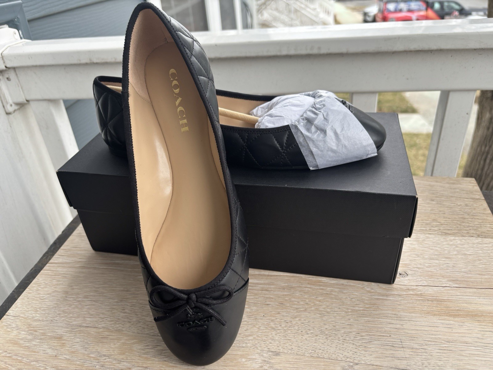 BN Coach Allyson Quilted Ballet Black SIZE 9.5 B US