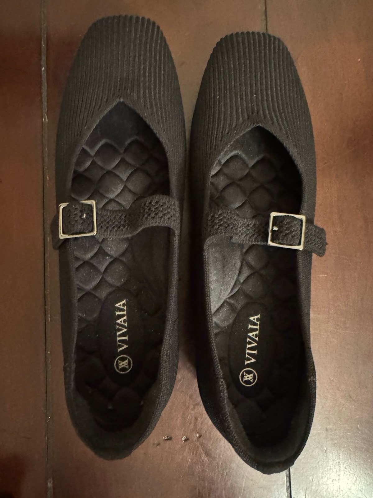 VIVAIA Margot Walker Mary Jane Black Ballet Flats Sz 8 EU 38.5 Textured Knit