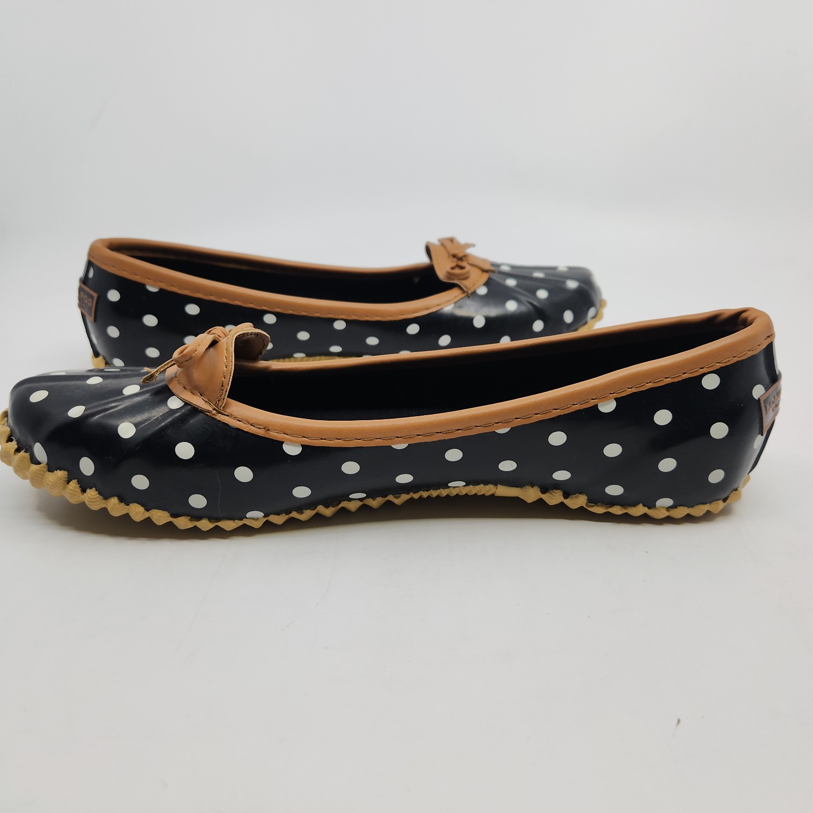 London Fog Womens Navy Webster Water-Resistant Shoes Size 8M Ballet Rain Flats
