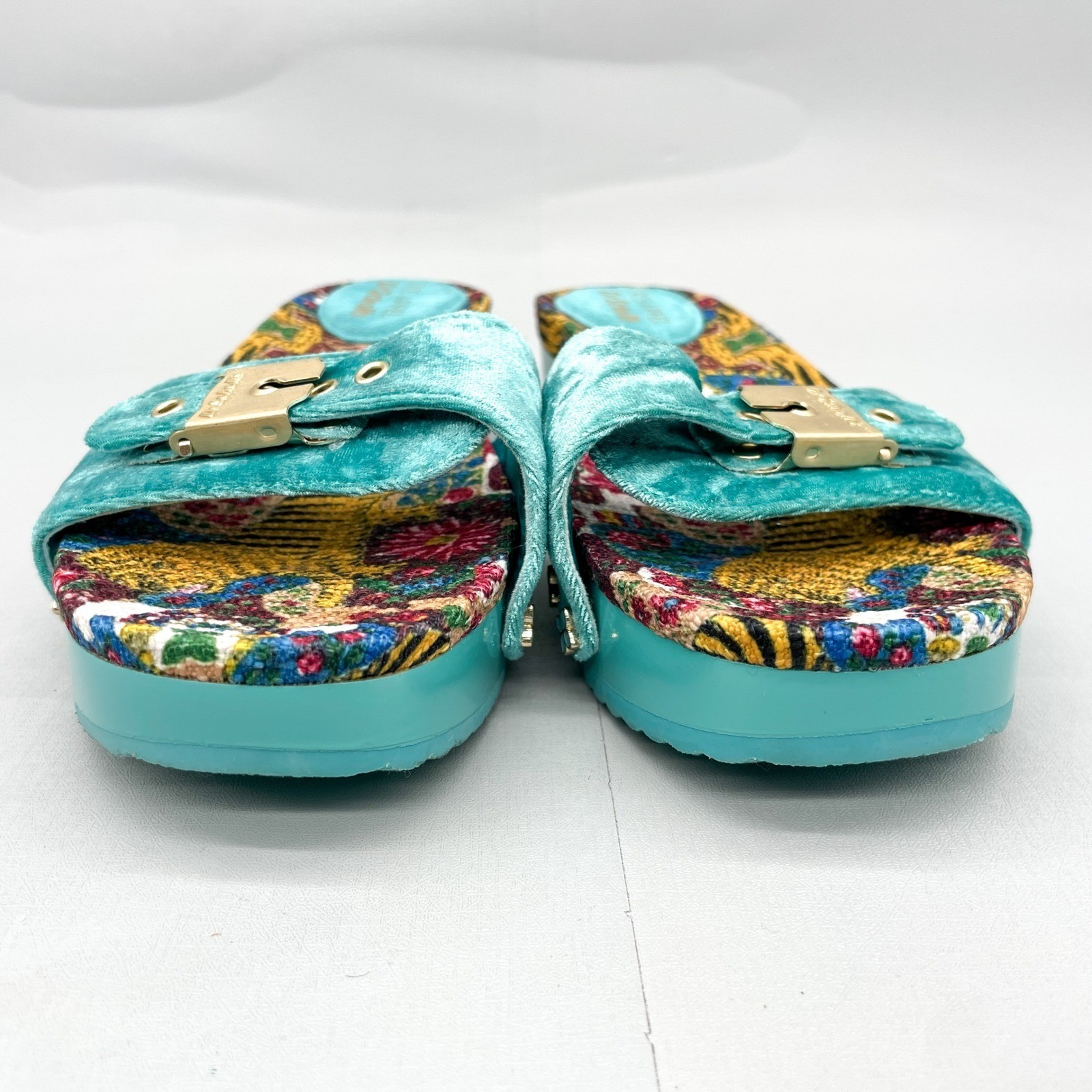 Dr. Scholls Iris Apfel Original Too Womens 7 Slide Sandals Tiger Velvet Platform