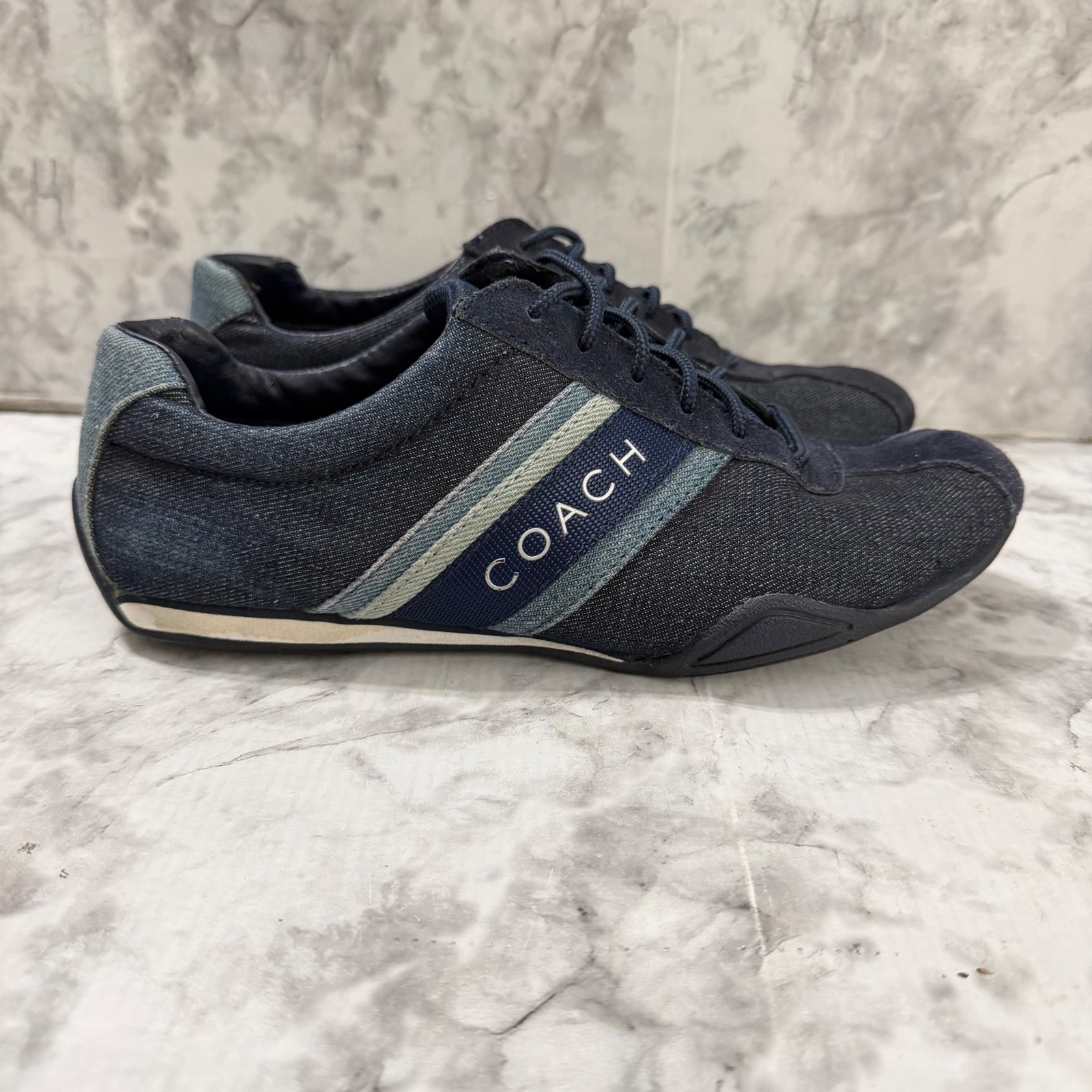 Coach Jayme Sneakers Womens 6.5 Blue Denim Logo Trainers Classic Core Designer