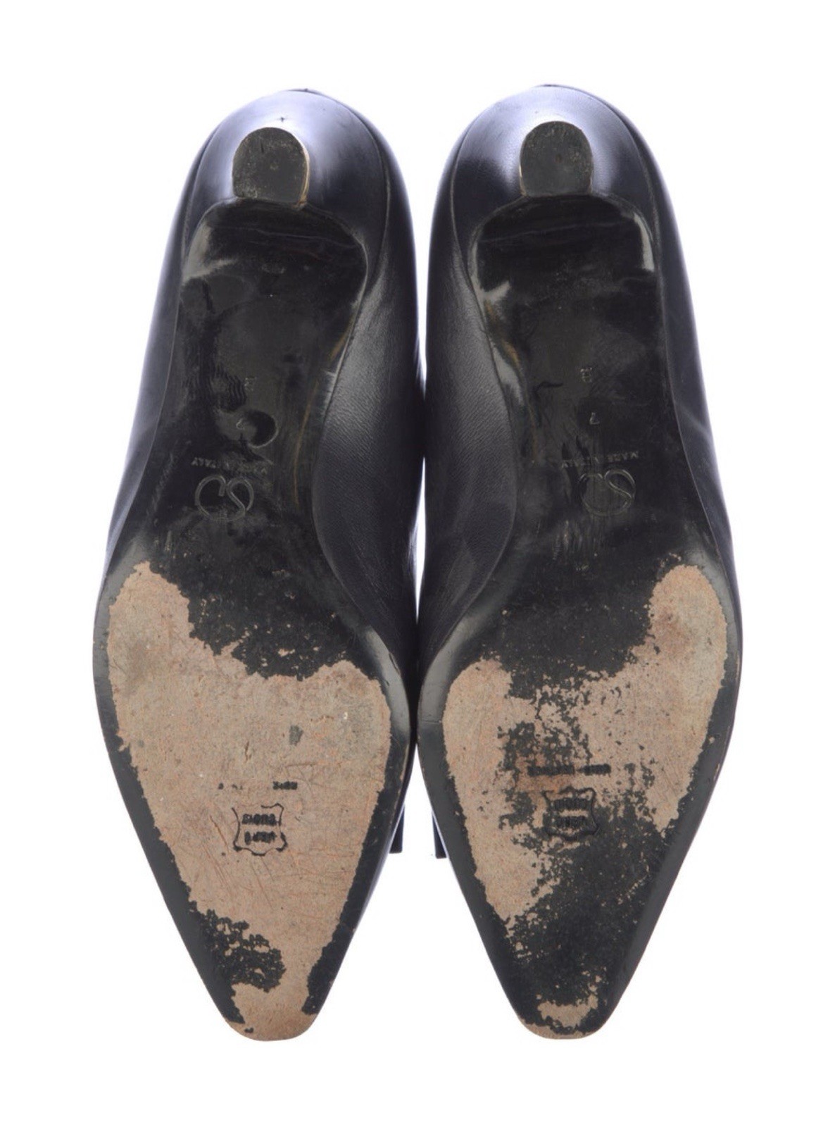 St. John Blue Leather Bow Pumps Size 7 US Semi-Pointed Toe Heels 2.5″ $495