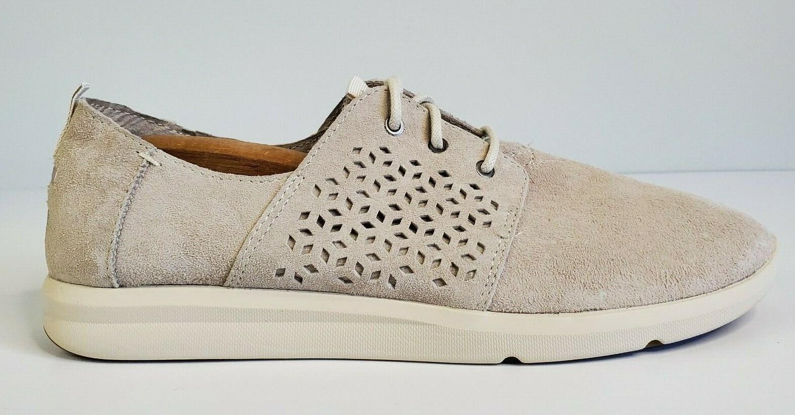 TOMS Size 11 Womens Del Rey Suede Mosaic Perforation Lace Up Sneakers Shoes NEW
