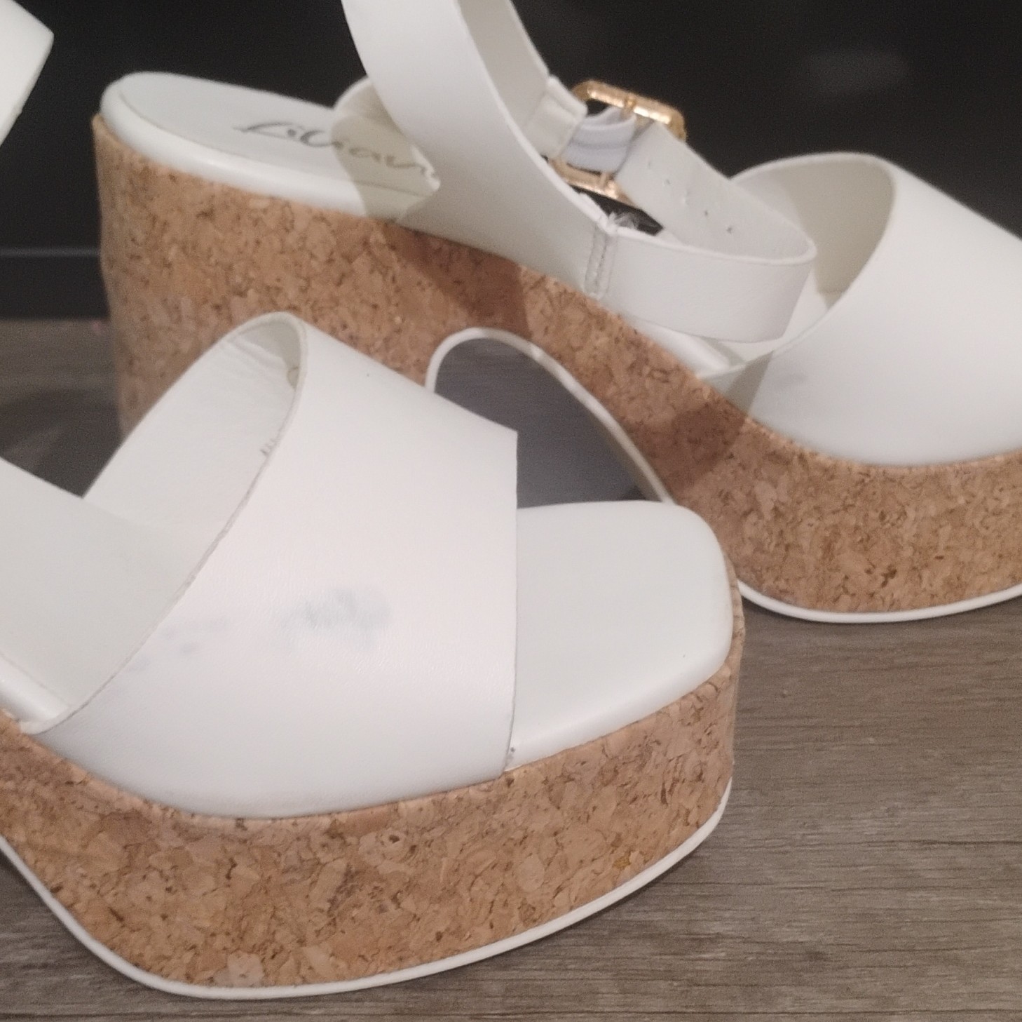 Liliana Women’s White Platform Block Heel Ankle Strap Open Toe Sandals 8