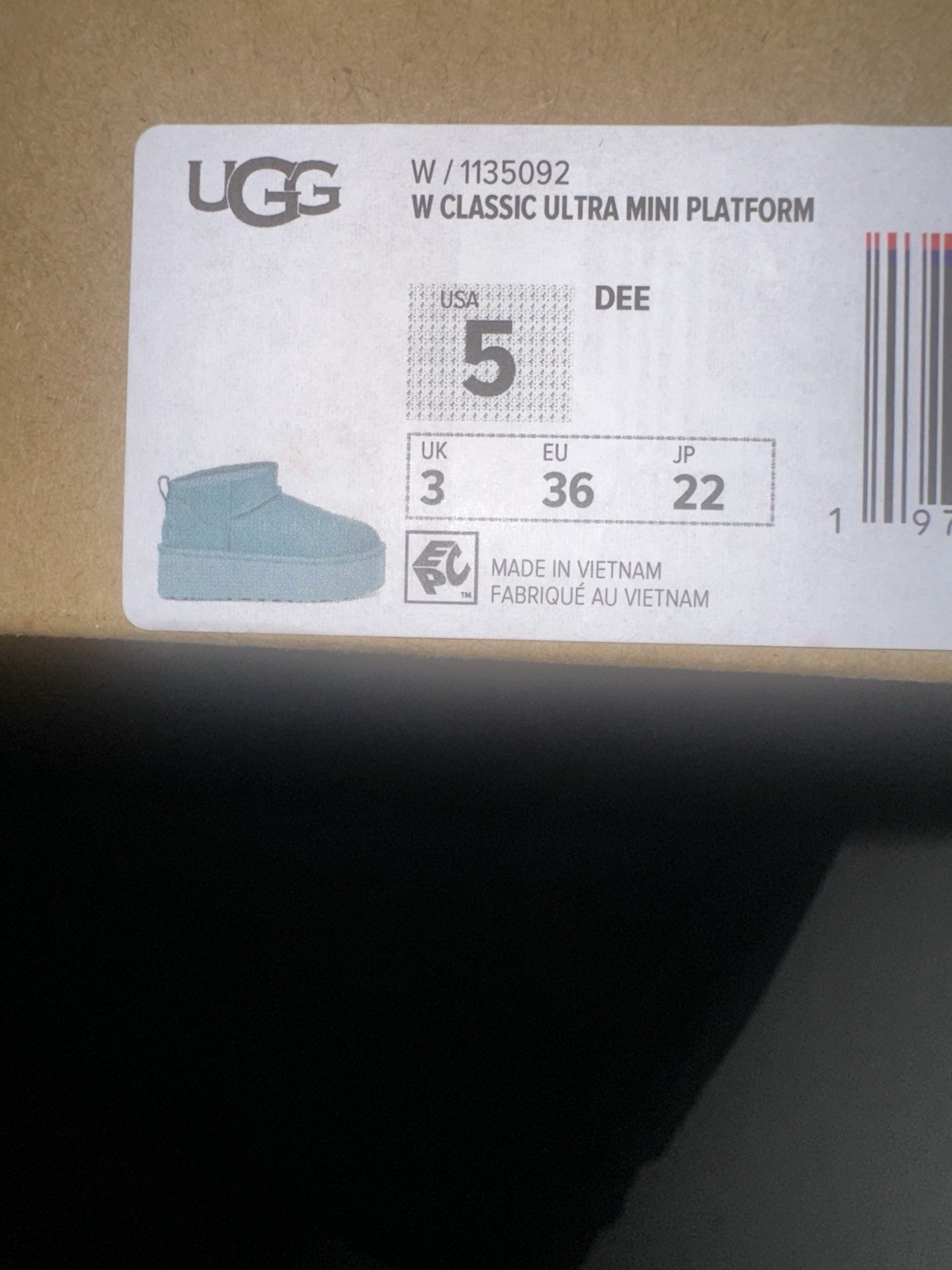 UGG Classic Ultra Mini Platform Women’s Bootie – Blue Suede US 5 EU 36