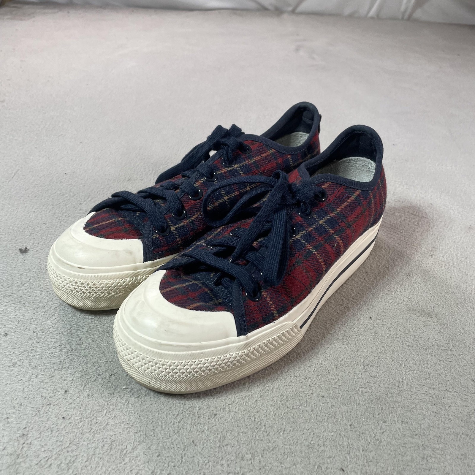 Adidas Nizza Platform Shoes Womens Size 8 Red Plaid Flannel Sneakers H02710