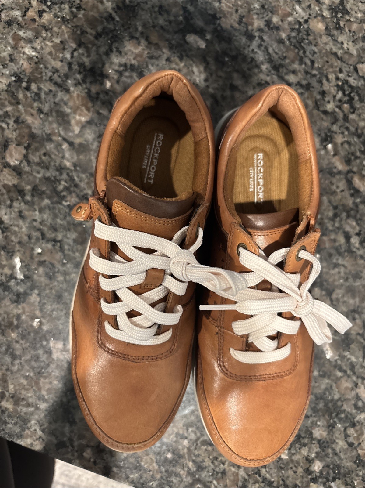 Rockport Works truFLEX Fly Skyler Women 6.5 Tan Leather Composite Toe Work Shoes