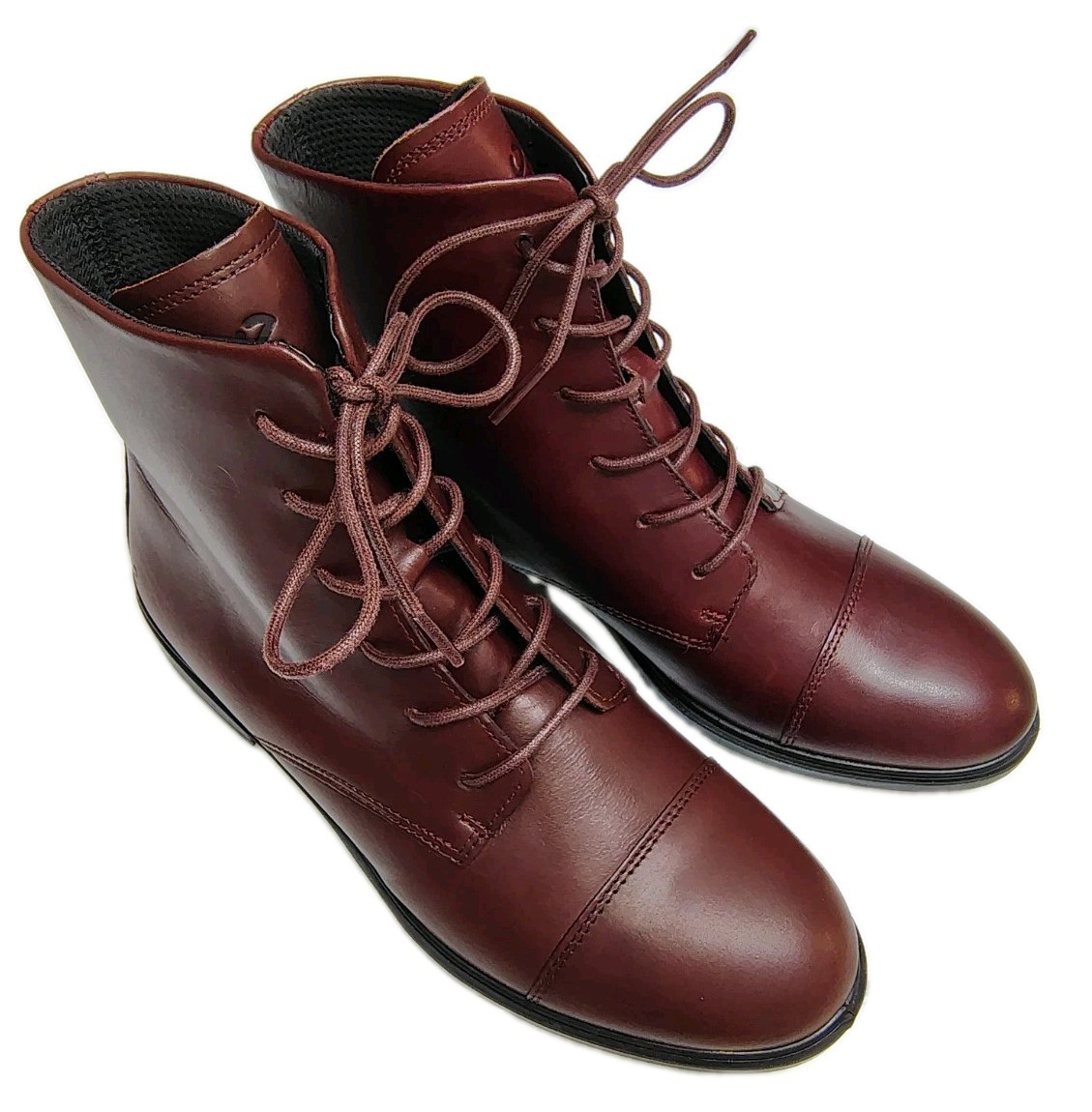 ECCO Touch 15 Lace Up Leather Ankle Booties Oxford Boots US Women 7-7.5 EU38 NEW