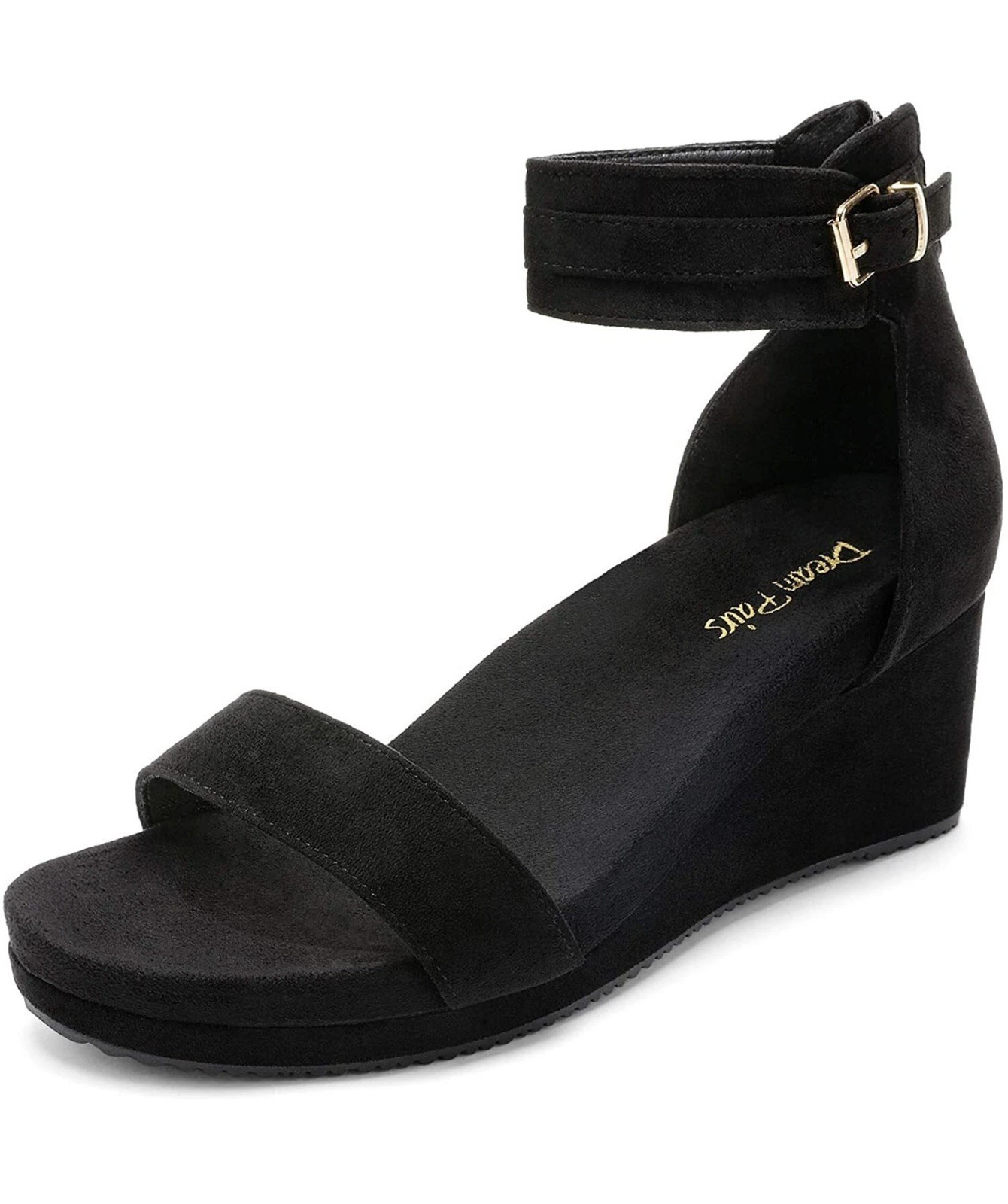 Women Platform Wedge Sandals Ankle Strap Open Toe Back Zipper Sandals