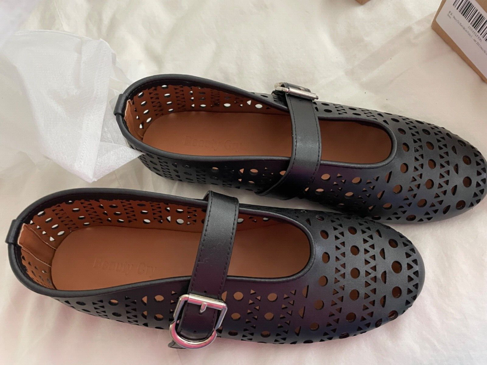 Black Flats Ballet Women’s 8 Beauty Cry Mesh Mary Jane Dressy Casual Daily Shoes