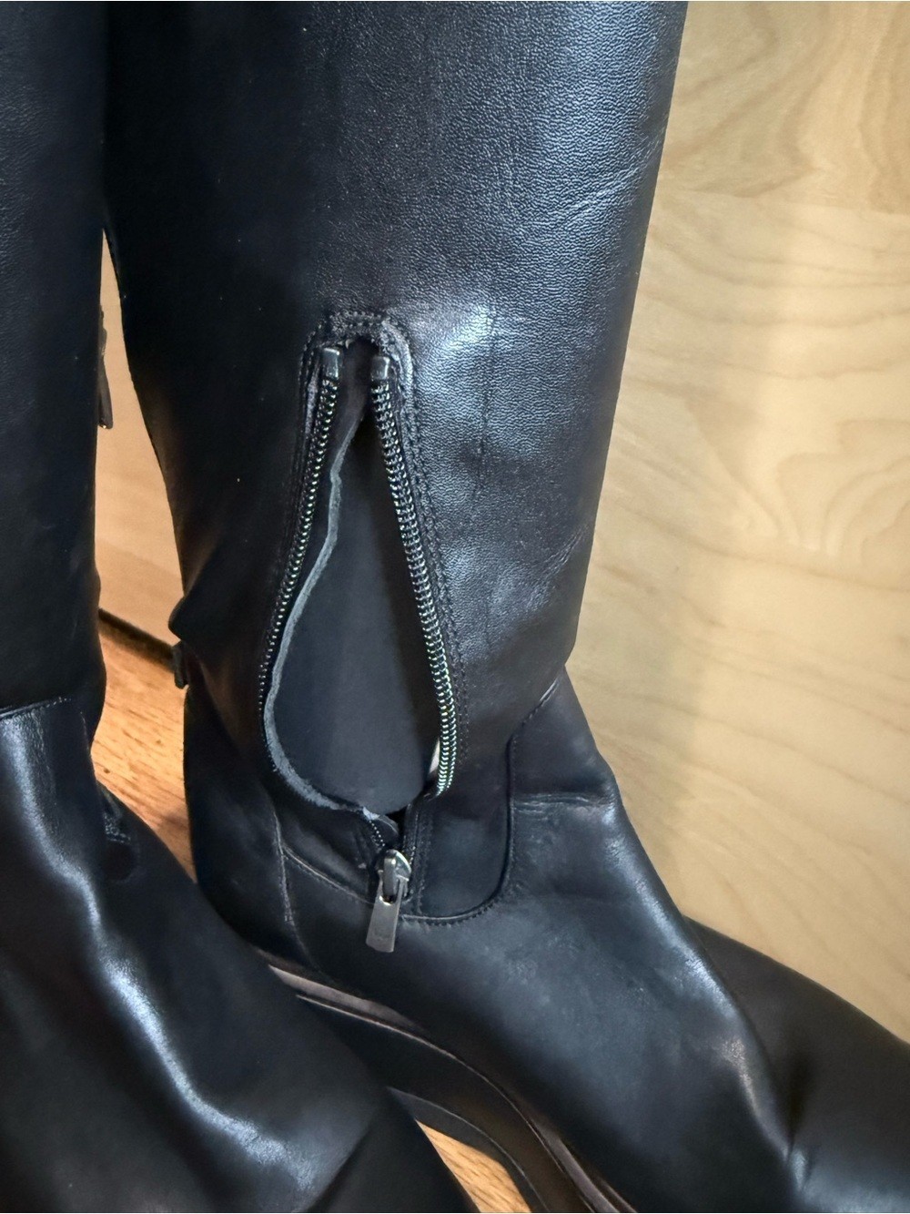 Black Platform Knee-High Leather Like Boots