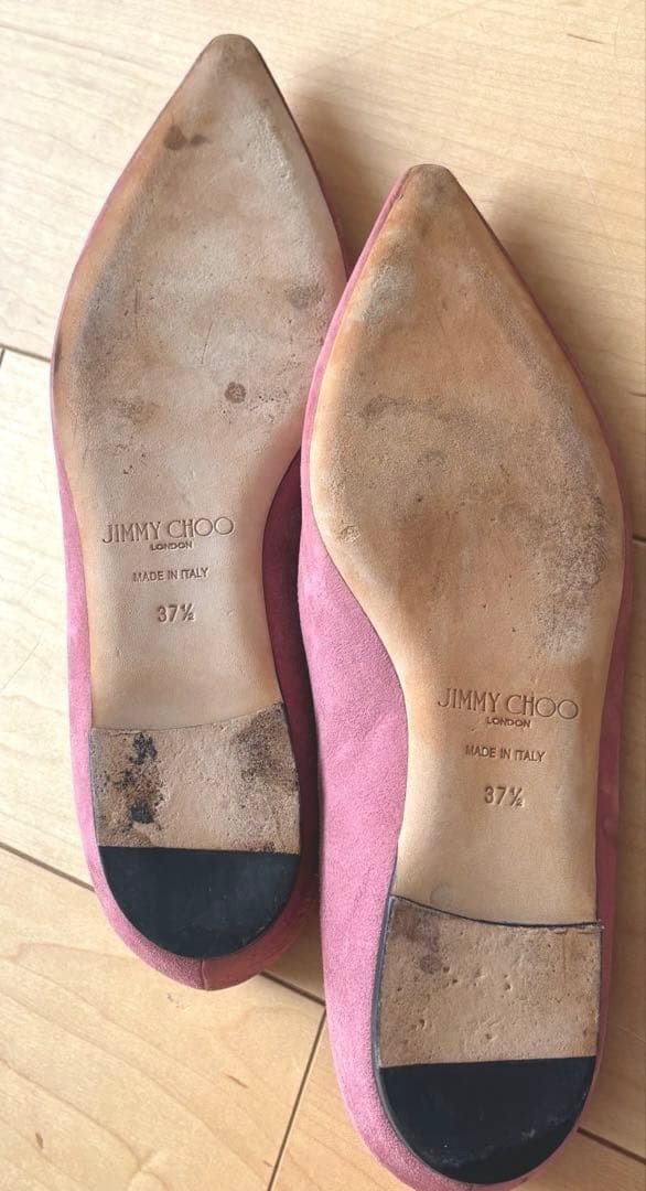 JIMMY CHOO Suede Flat Pumps Pink 37.5