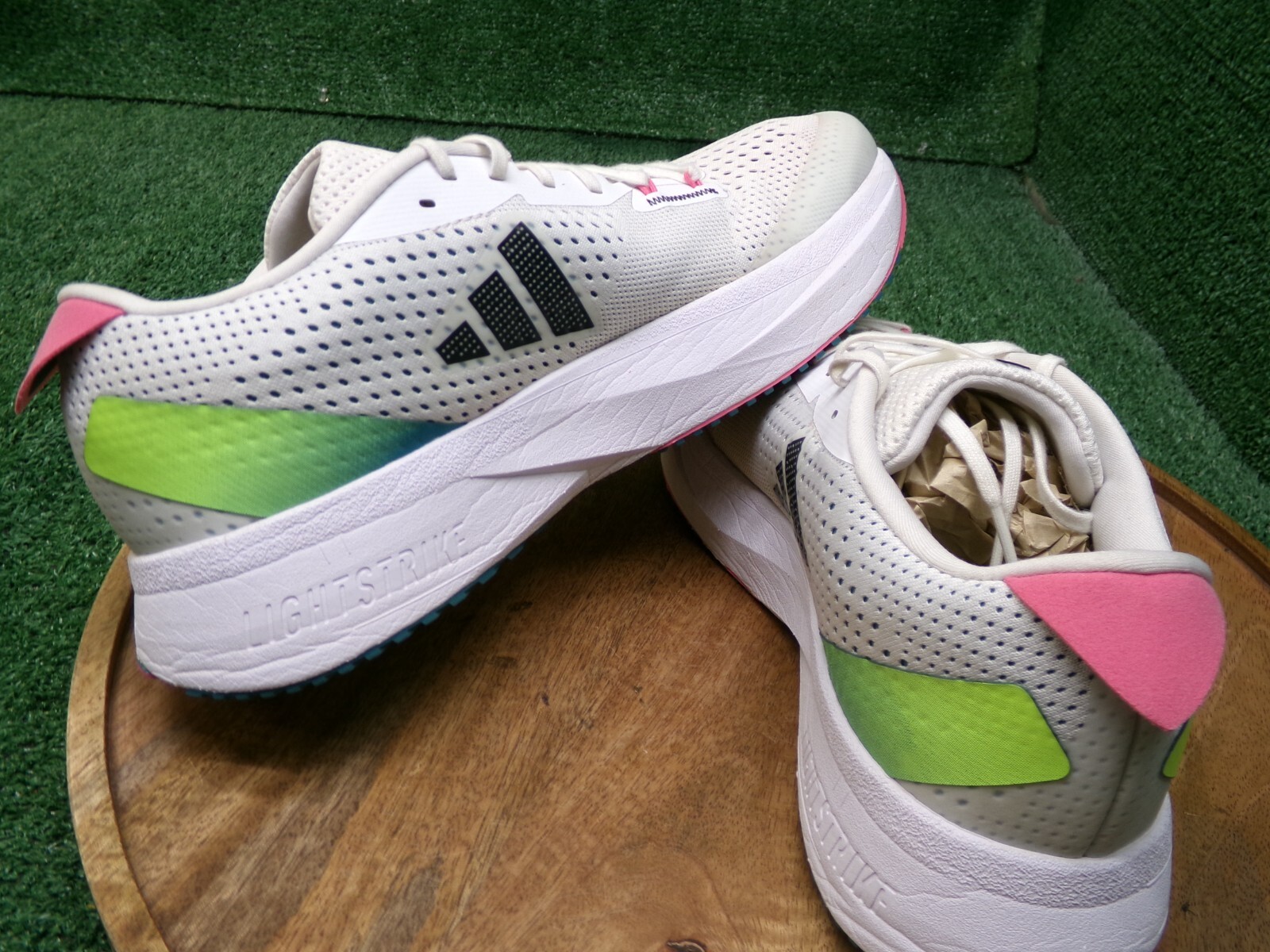adidas Women Adizero SL W White Black Arctic Fusion Green Shoes Size 10 HQ7232