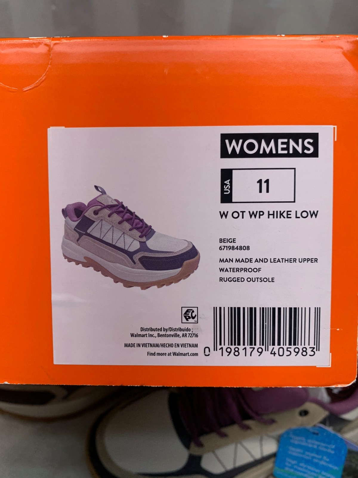 NWB Ozark Trail Waterproof Women’s Hiking Sneakers Purple Cream Low Size 11