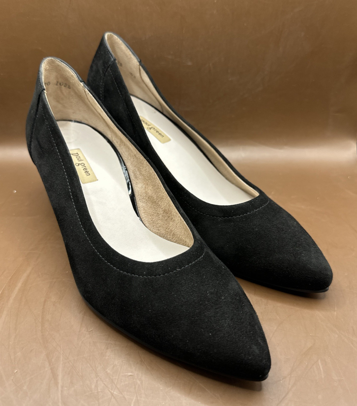 PAUL GREEN BLACK SUEDE PUMP AUSTRIA SZ 5 1/2 US SZ 8 EXCELLENT CONDITION