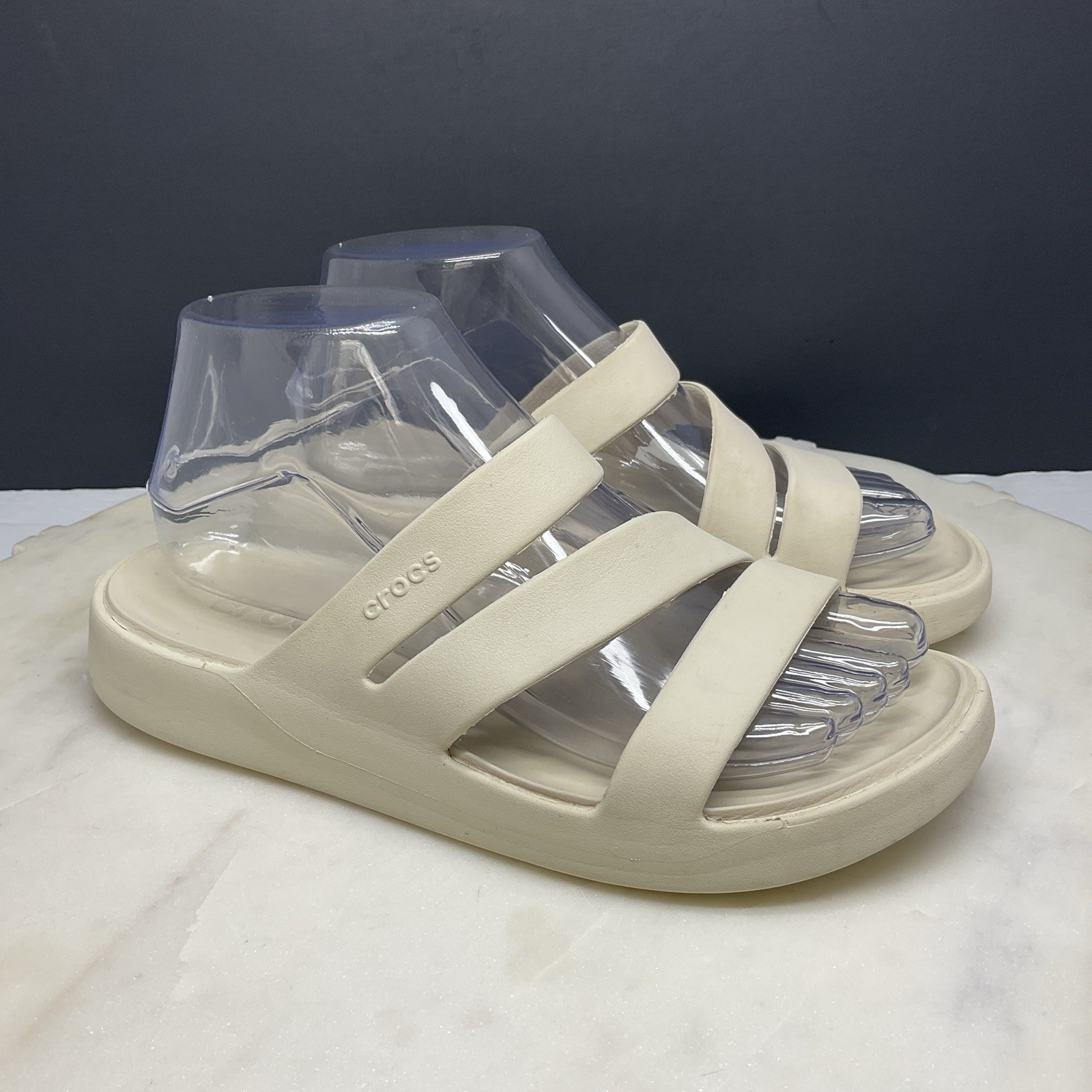 Crocs Getaway Strappy Slide Sandals Womens Size 7 Stucco Comfort Casual