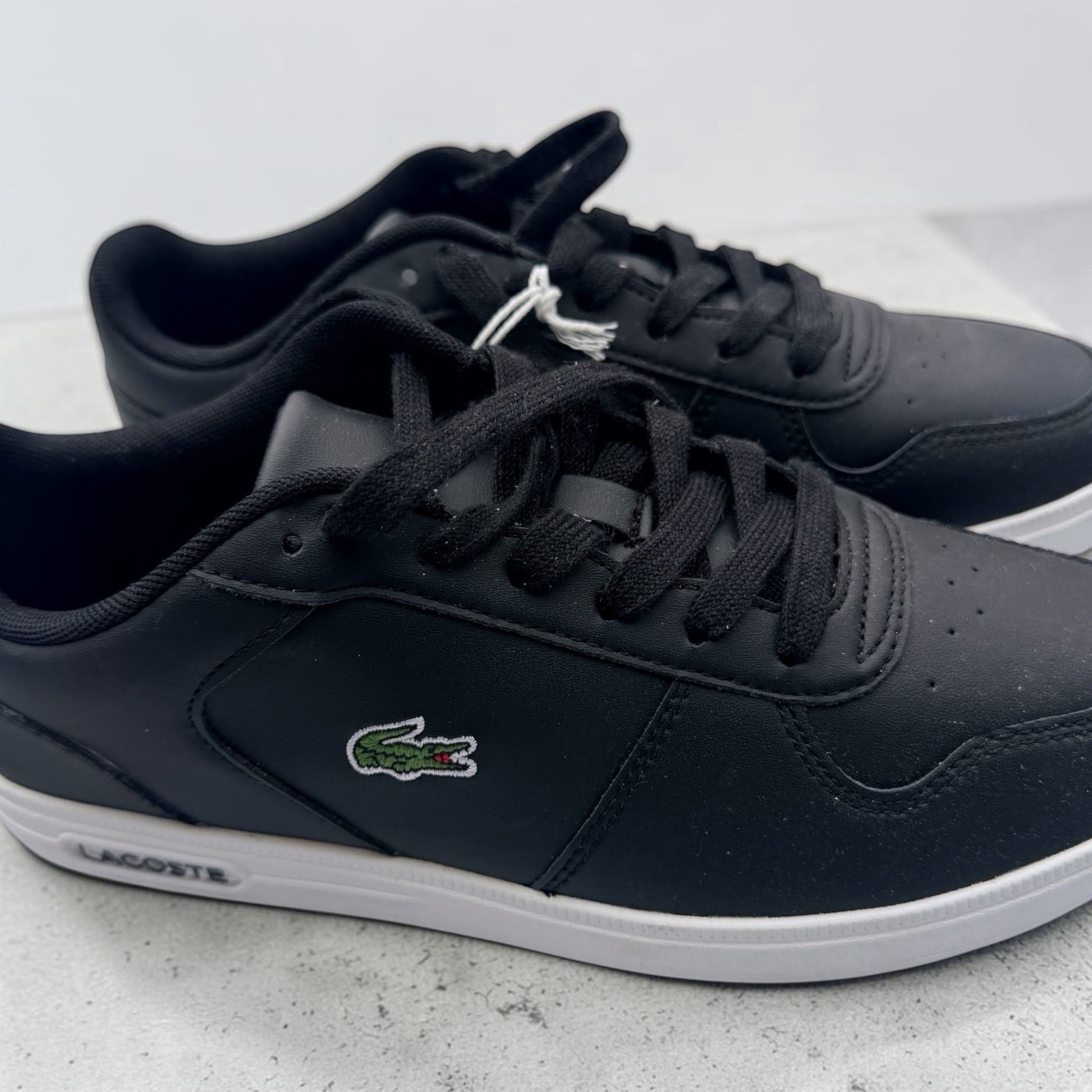 Lacoste women’s Low Top Lace-Up Sneakers Black/White Solid Crocodile