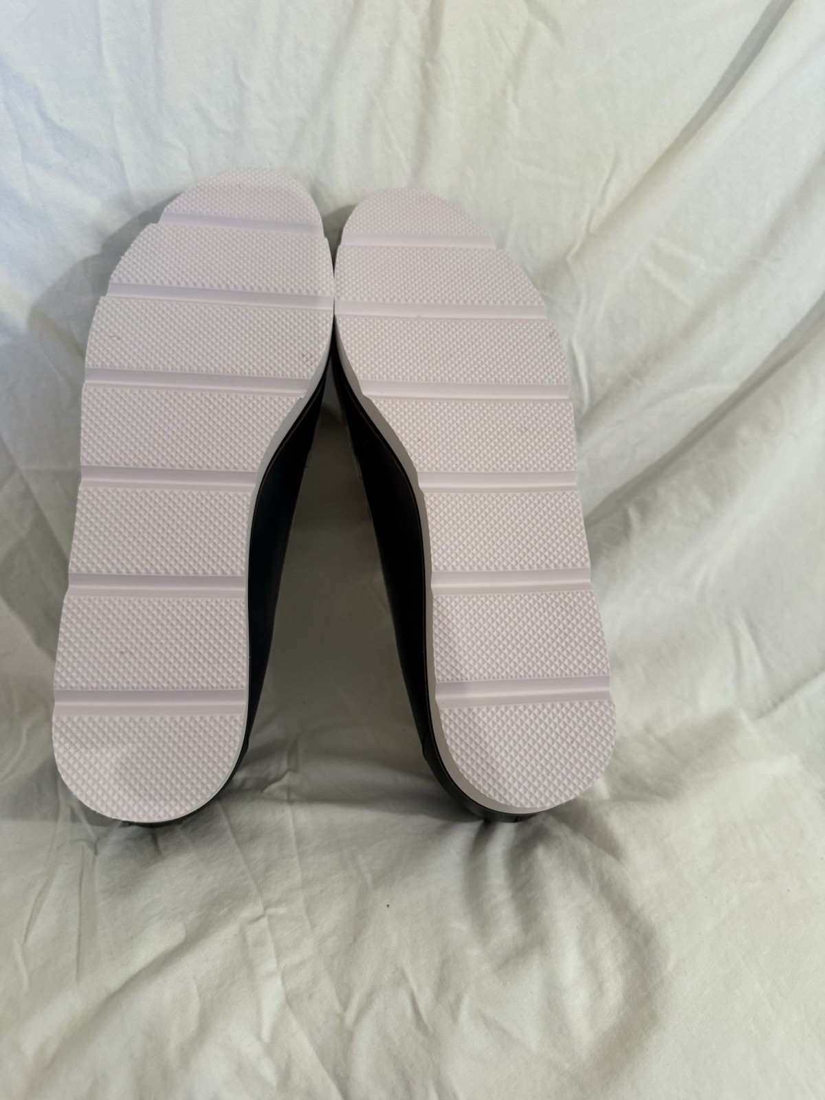 Talbots Navy Blue White Leather Platform Loafers Shoes Gold Bit 10.5M NWOT