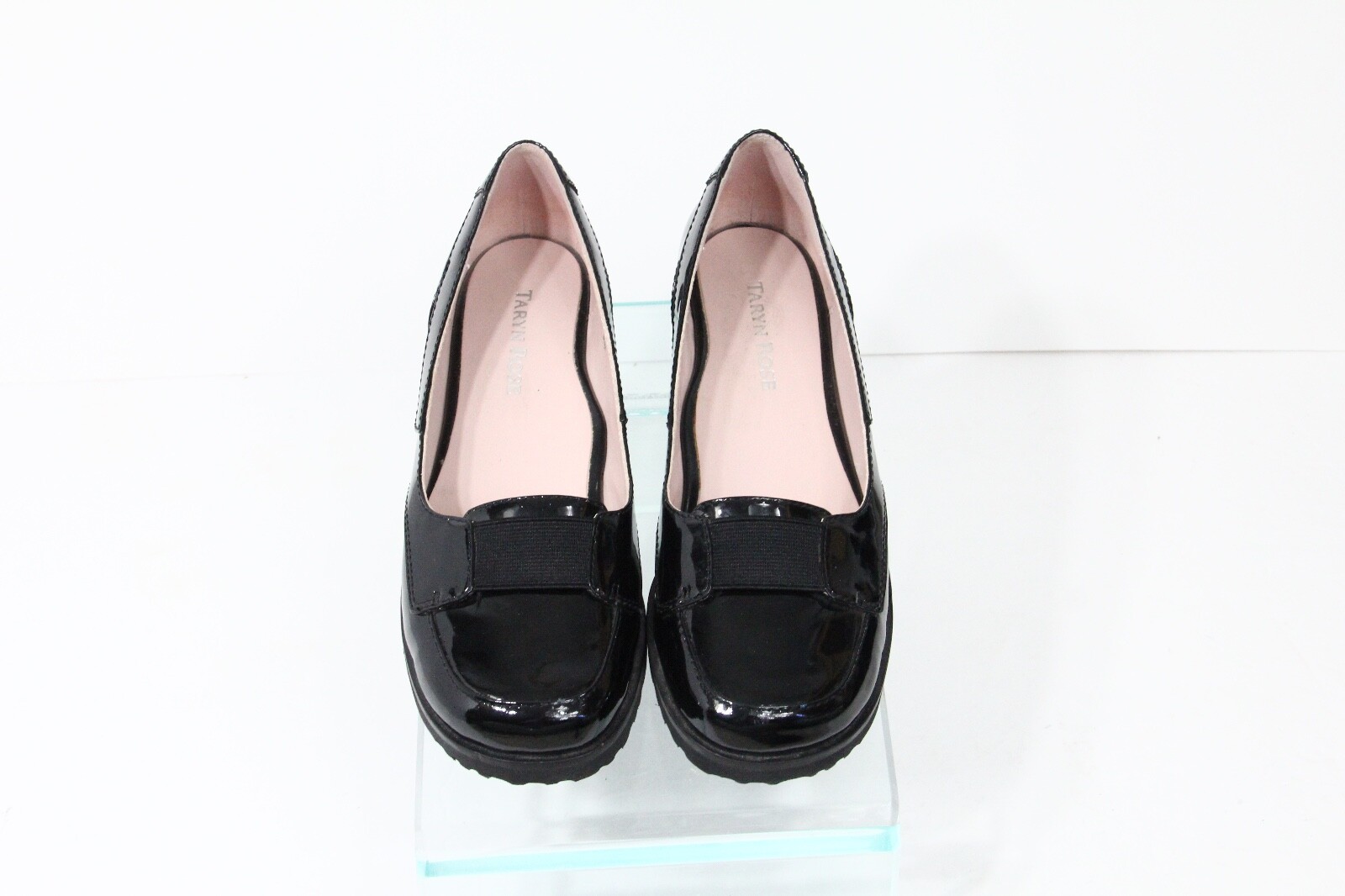 Taryn Rose Black Loafers sz 6 Women Patent Leather Shoes Chunky Flat Winter Fall