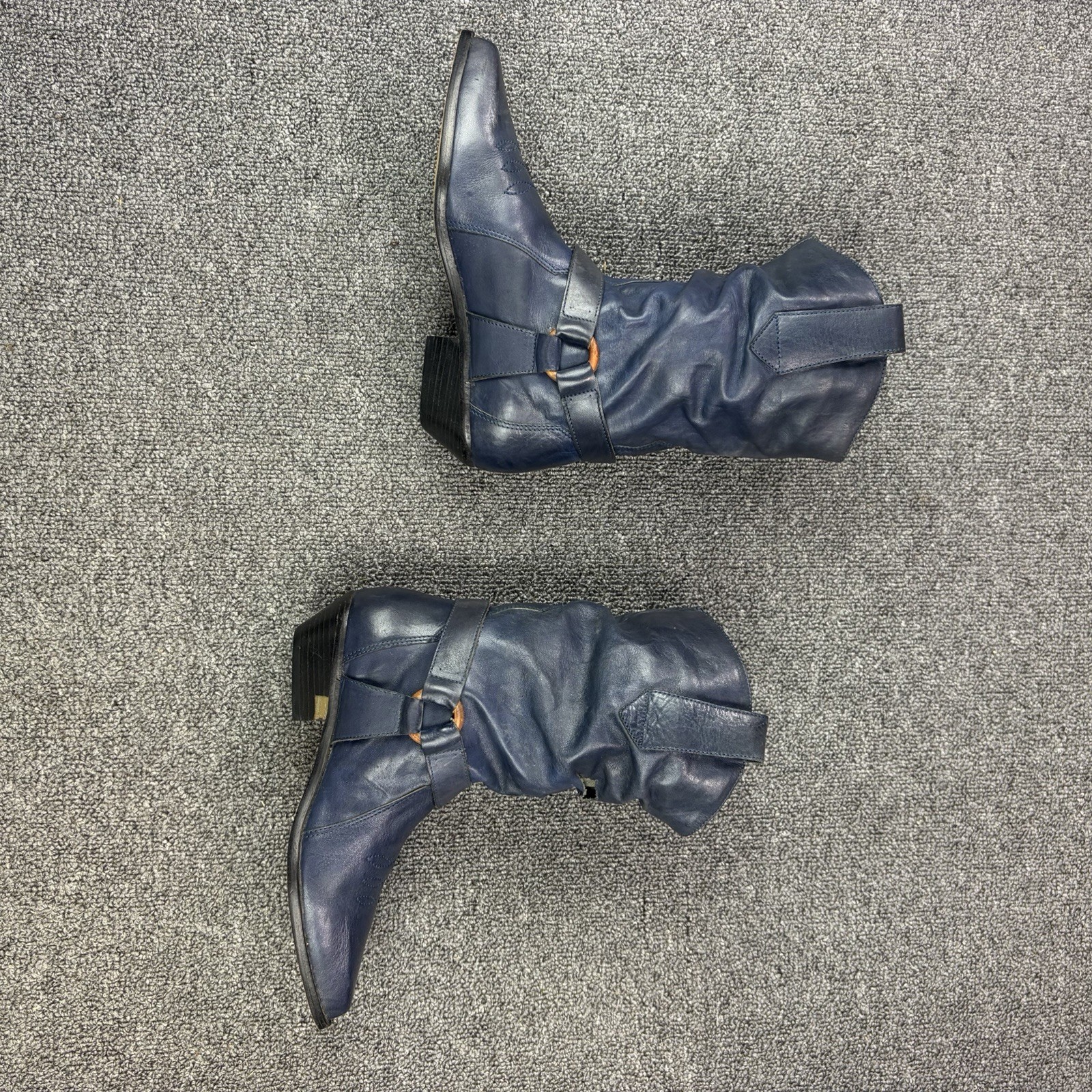 Vintage Dingo Sample Boots Womens 6 Blue Slouch Western Harness Distressed RARE