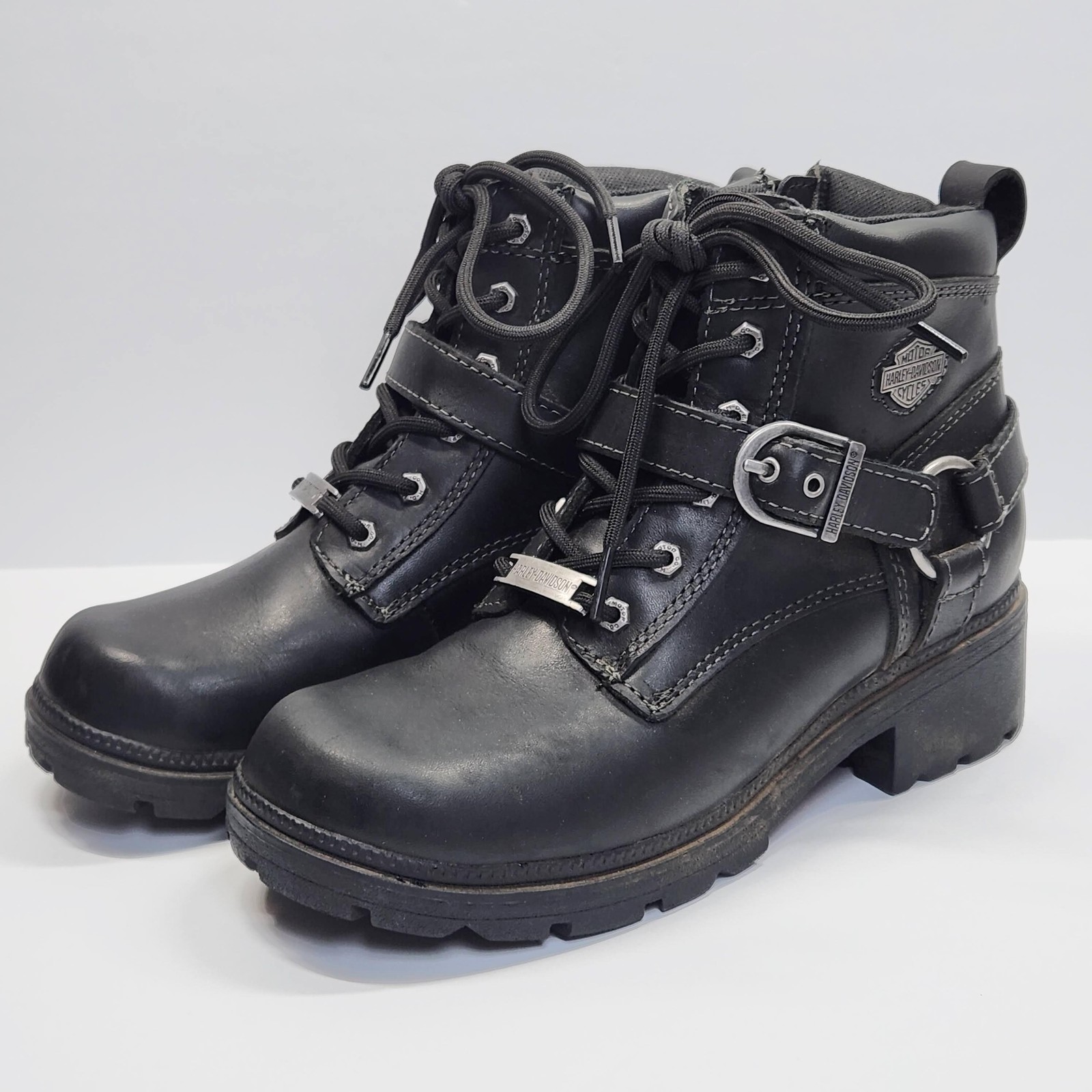 Harley-Davidson Boots Womens Size 6.5 Black Leather Biker Motorcycle D84424
