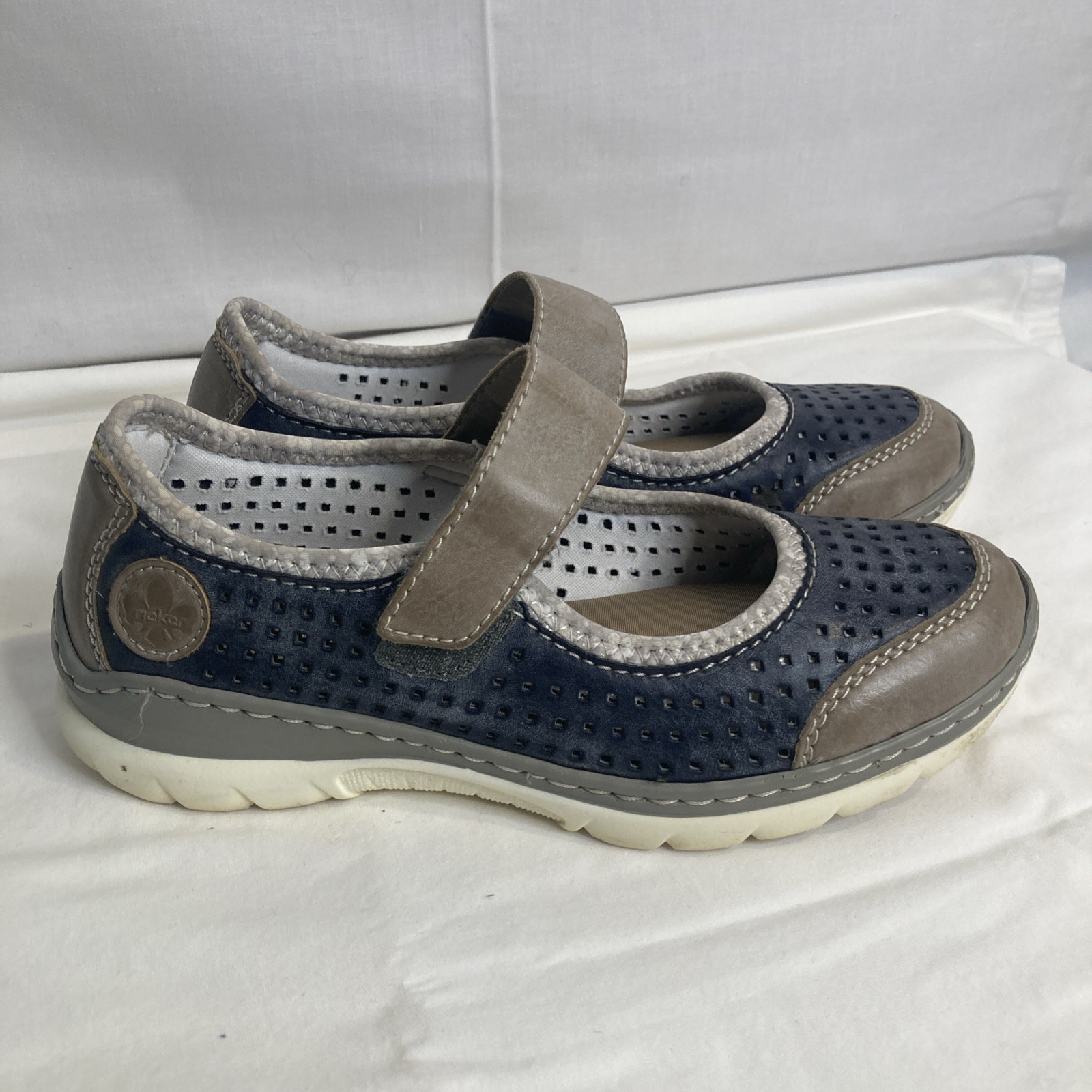 Rieker Womens Nikita Mary Jane Shoe Memosoft 6.5 EU 37 Taupe Slate Sneaker