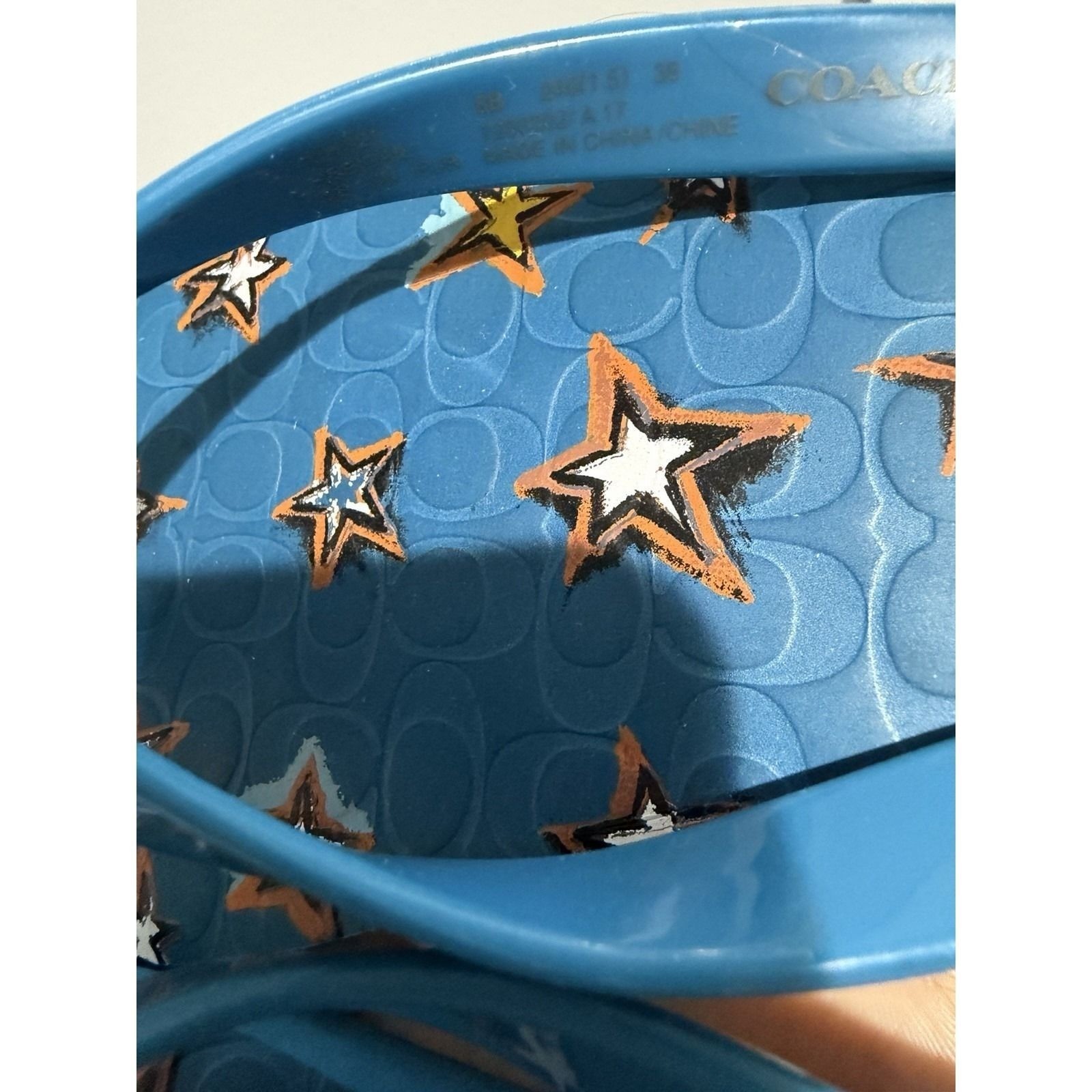 Coach Abbigail Sandals Flip Flops Star Denim Womens Size 8 Blue Z
