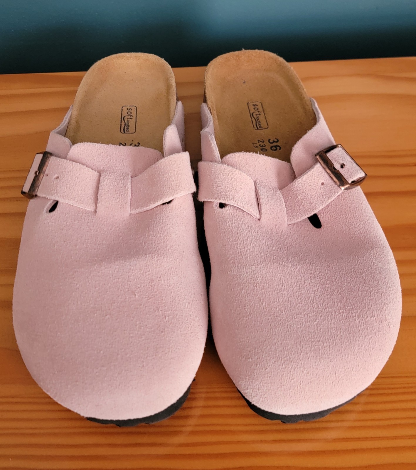 New Birkenstocks Pink Boston Suede Leather Comfort Clogs Size 36 Germany