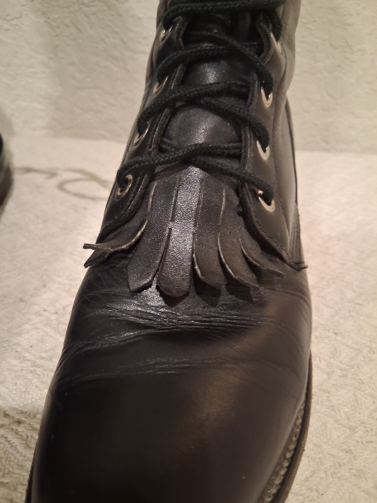 Justin L0506 Western Roper Kiltie Women Leather Black Boots Lace Up Size 6.5B