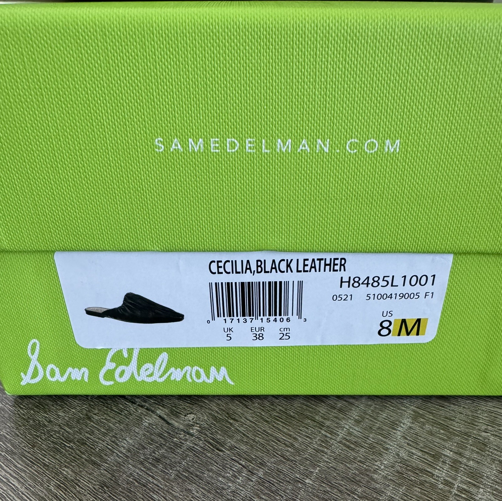NIB Sam Edelman Womens Cecilia Black Leather Mules Shoes 8 Medium (B,M)