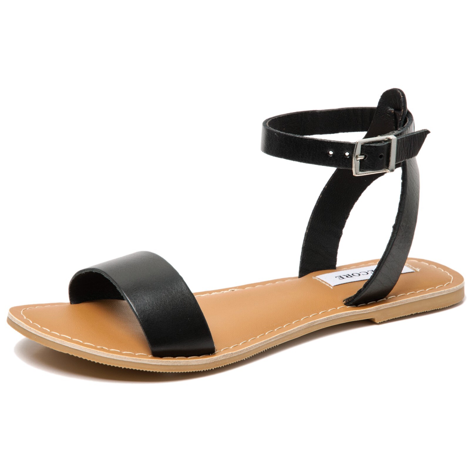 VENECORE Clara Women’s Leather Ankle Strap Adjustable Buckle Flat Sandal VC30103