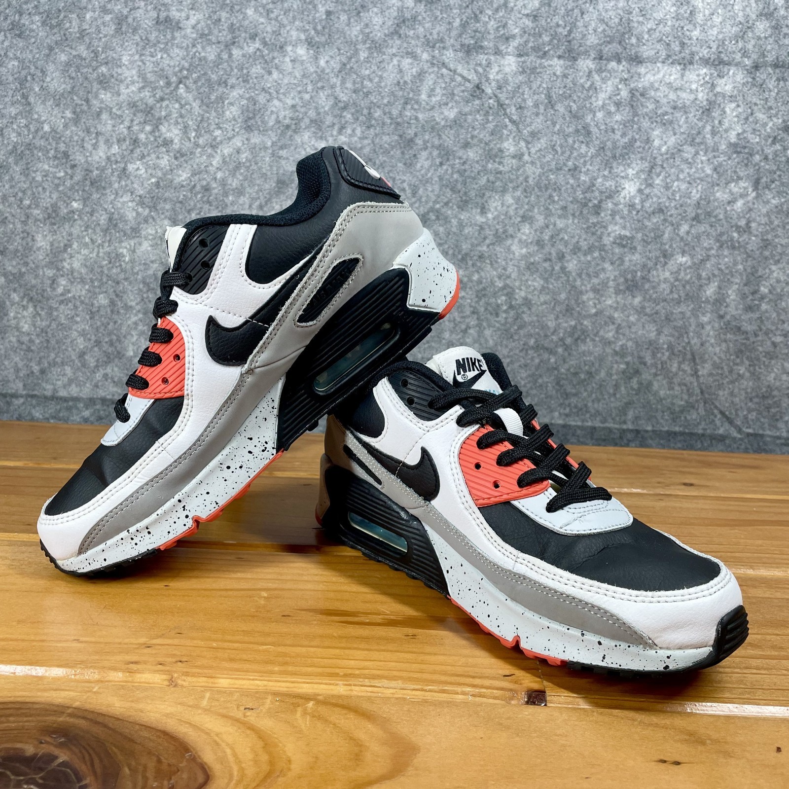 Nike Air Max 90 LTR GS Youth 6Y Womens 7.5 White Black Turf Orange CD6864-110