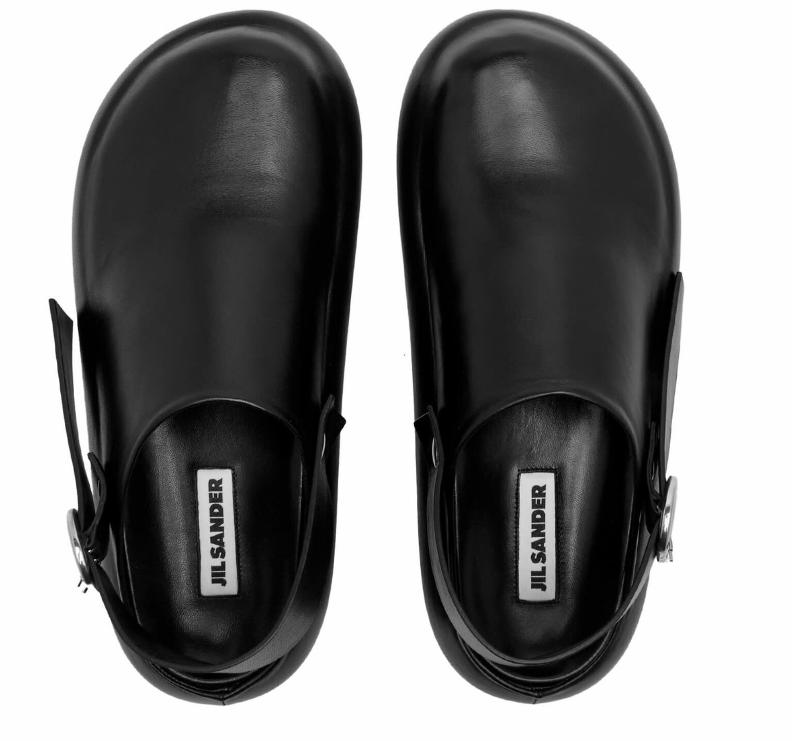 Retail $1,280 Jil Sander Sabot Leather Sandals Clogs 37 Black Mules Slide Italy