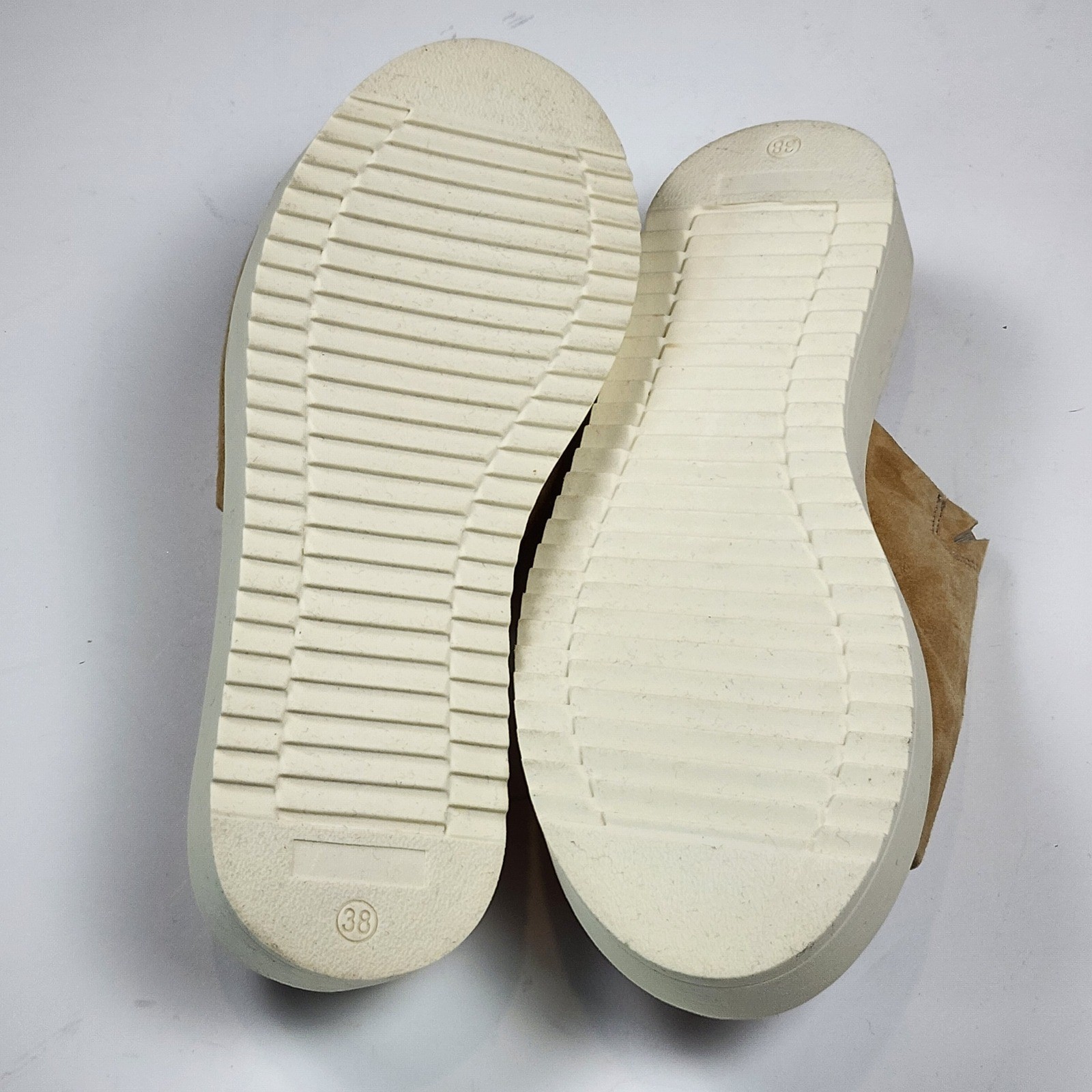 Mariella Suede Platform Slide Sandals Womens Size 7.5 38 Tan Suede Casual NEW
