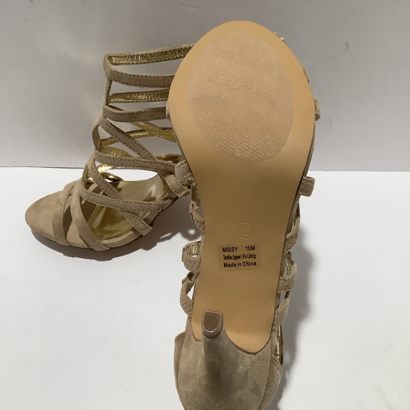 Bellini ‘Missy’ Nude Textile Strappy High-Heel Dress Sandal Womens Size 10M, New
