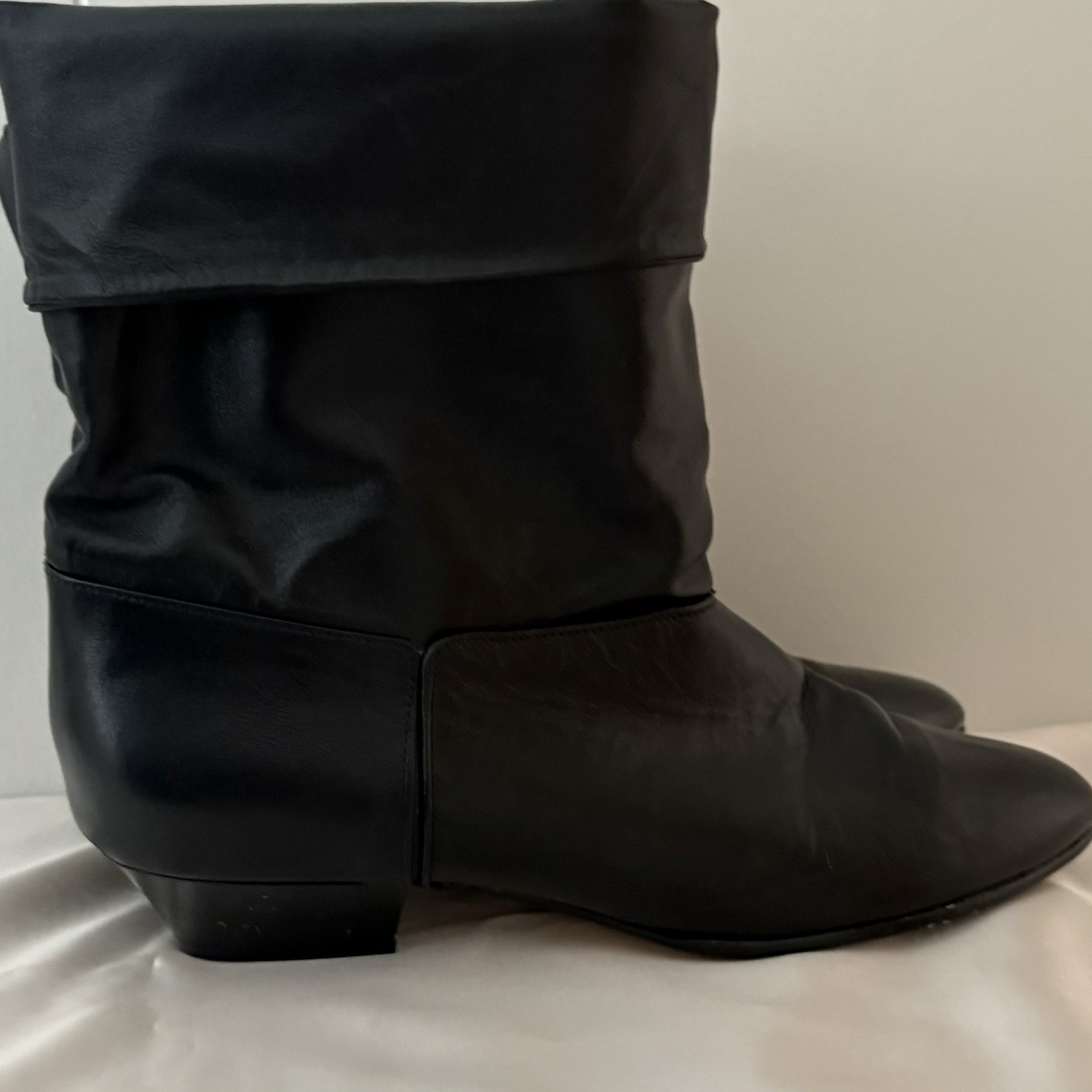 VTG 1980’s Joyce California Black Low Heel Leather Half Boots Sz 9N Narrow AAA