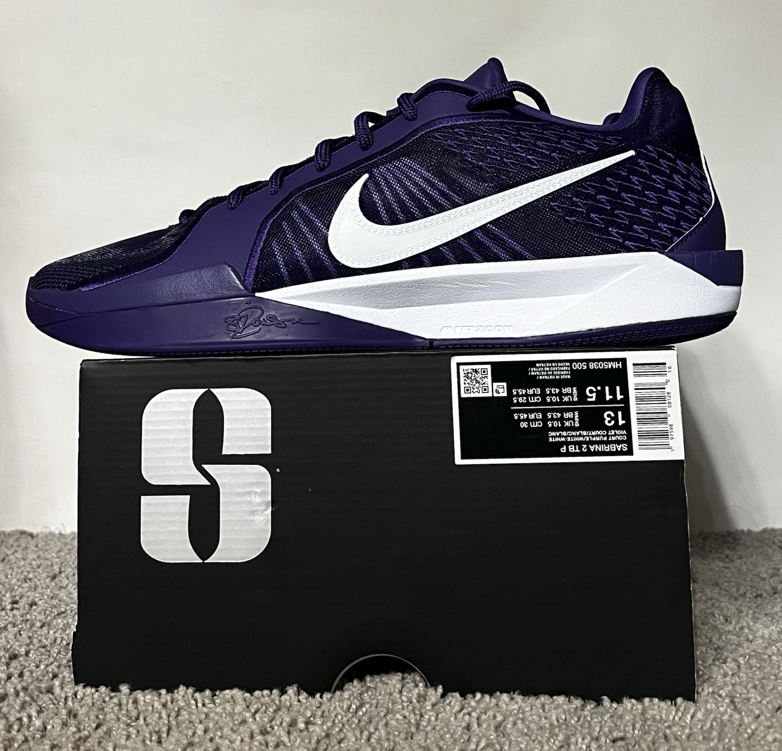 Size 11.5M/13W- Nike Sabrina 2 TB Promo Court Purple NBY HM5038-500