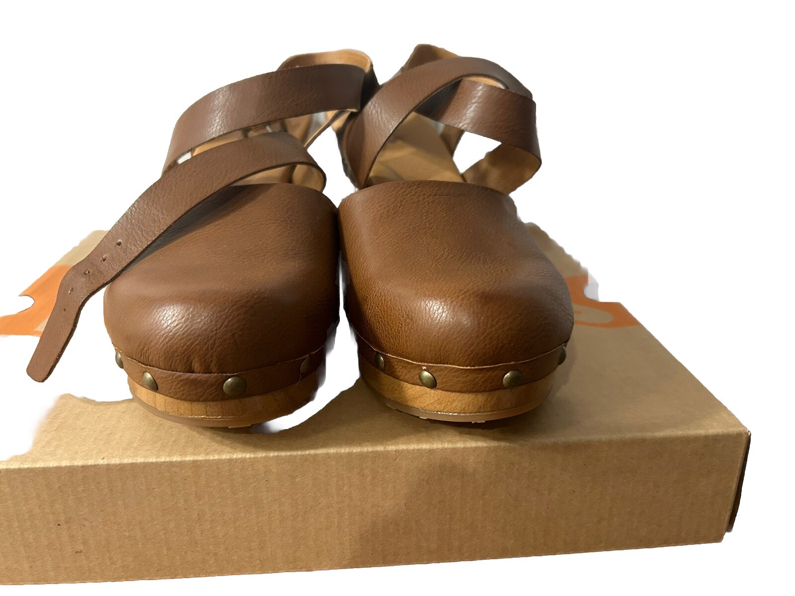 Kork Women’s Evah Clog Leather Studded Brown Heels 10M Shoes