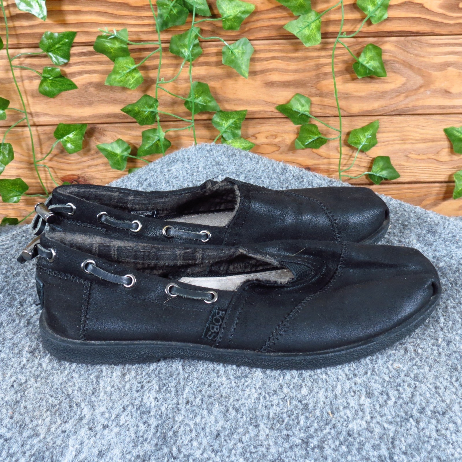 Bobs by Skechers Chill Luxe Women Casual Slip On Shoes Size 6.5 Daily Wear Black