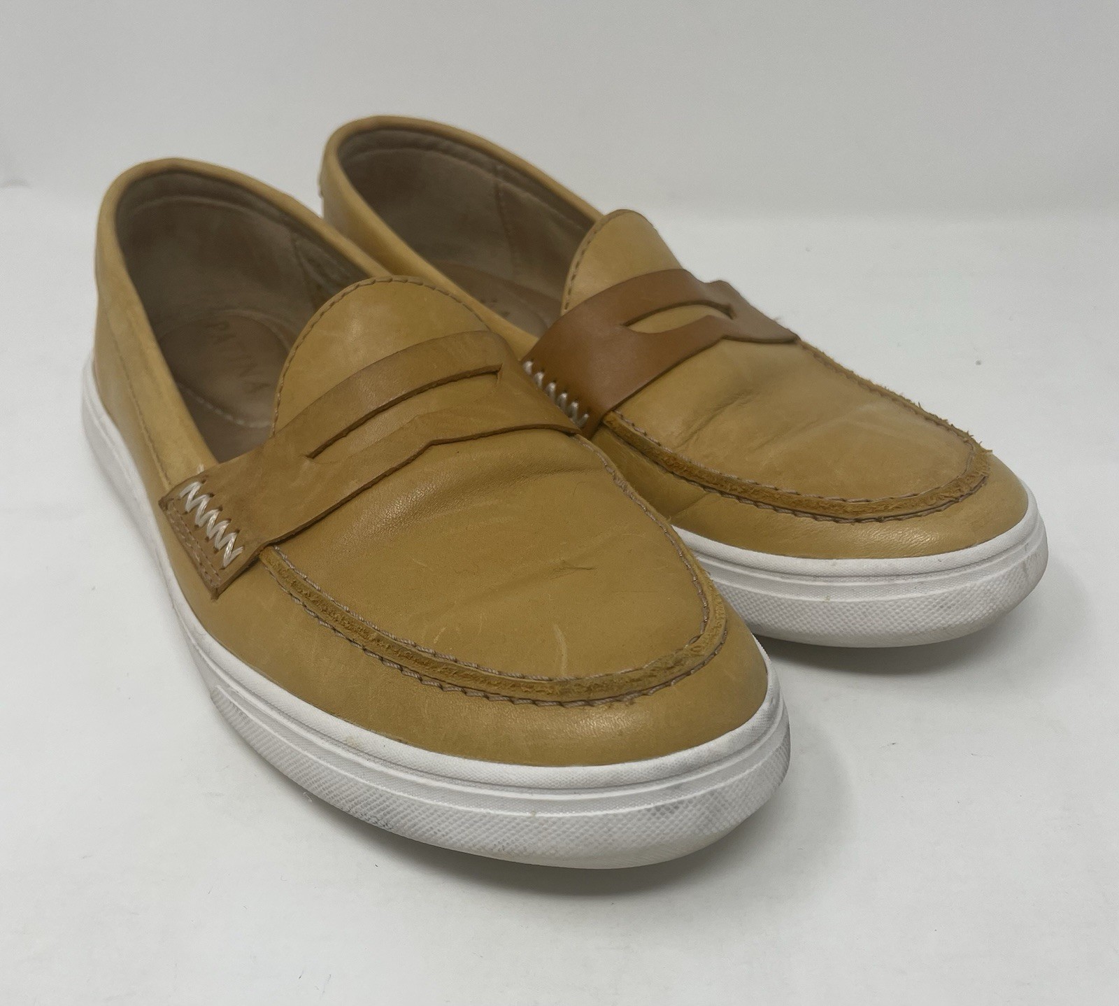 Patina Women’s Tan Leather Slip-On Loafer Flats Comfort Round Toe US 6 EU 36