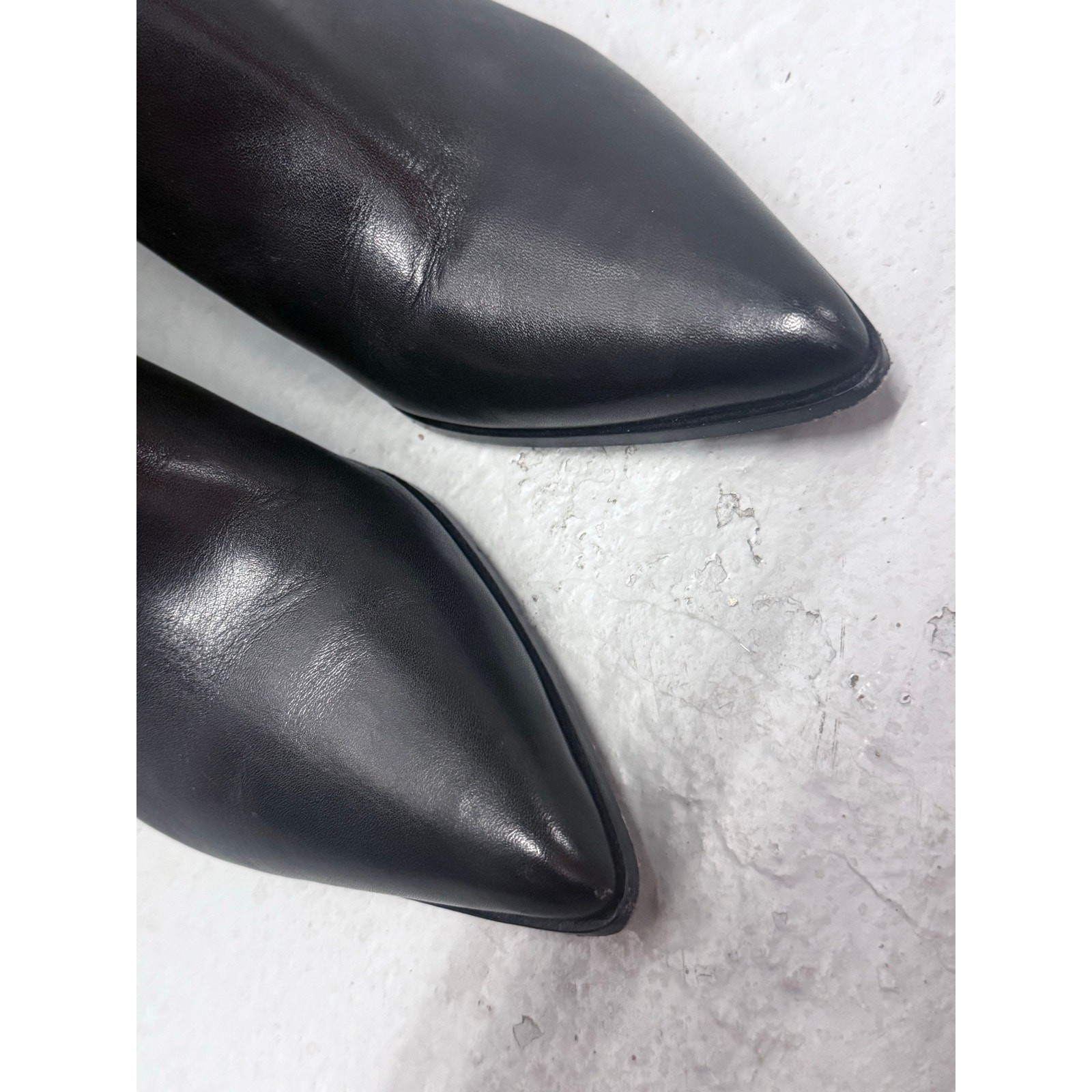 PAIGE 100% leather black moto Lia silver zipper heels short bootie boots sz 10.5