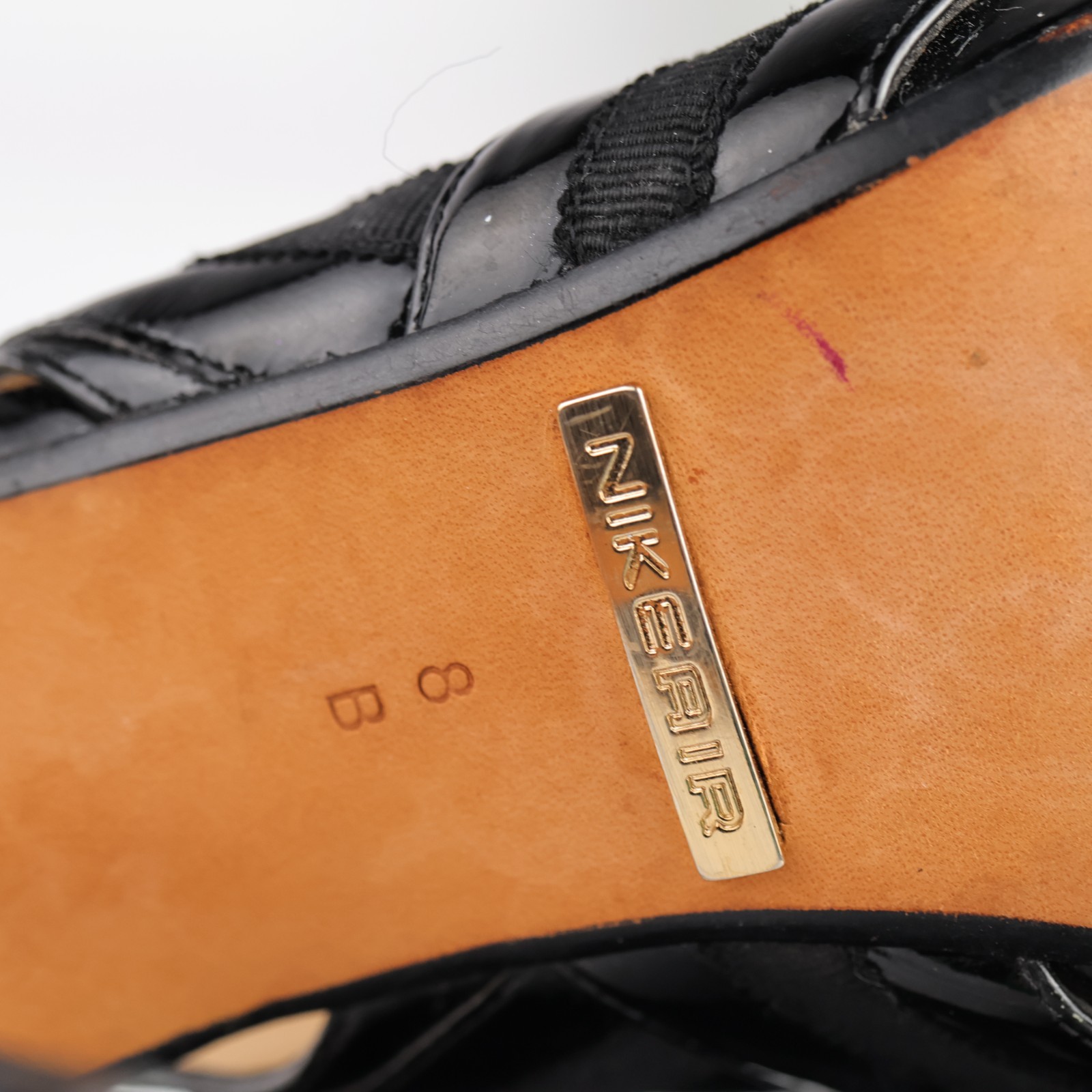 Cole Haan Womens Air Tivona Sandal Size 8 Black Patent Crosgrain Slingback Heels