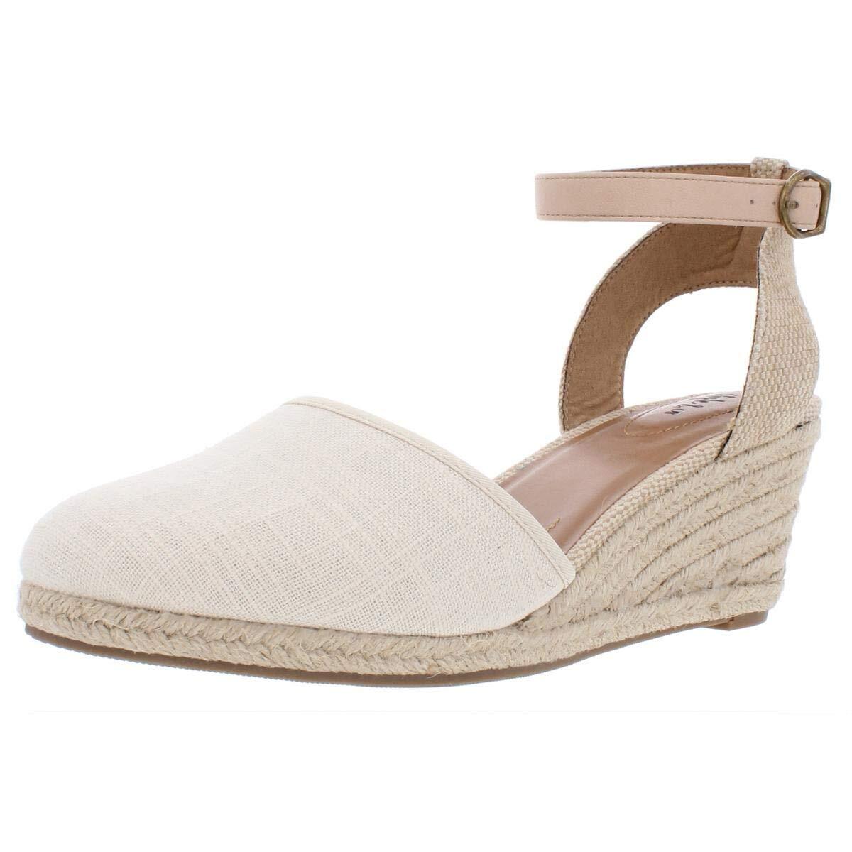 Style & Co. Womens Mailena Canvas Wedge Sandals Beige 9.5 Medium (B,M)