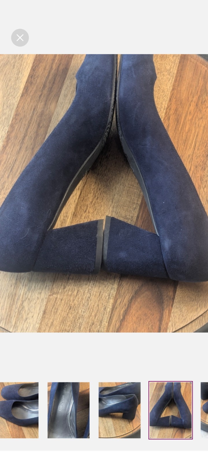 Stuart Weitzman Pumps Marymid Women 9.5M Suede Leather Navy Blue Block Heel