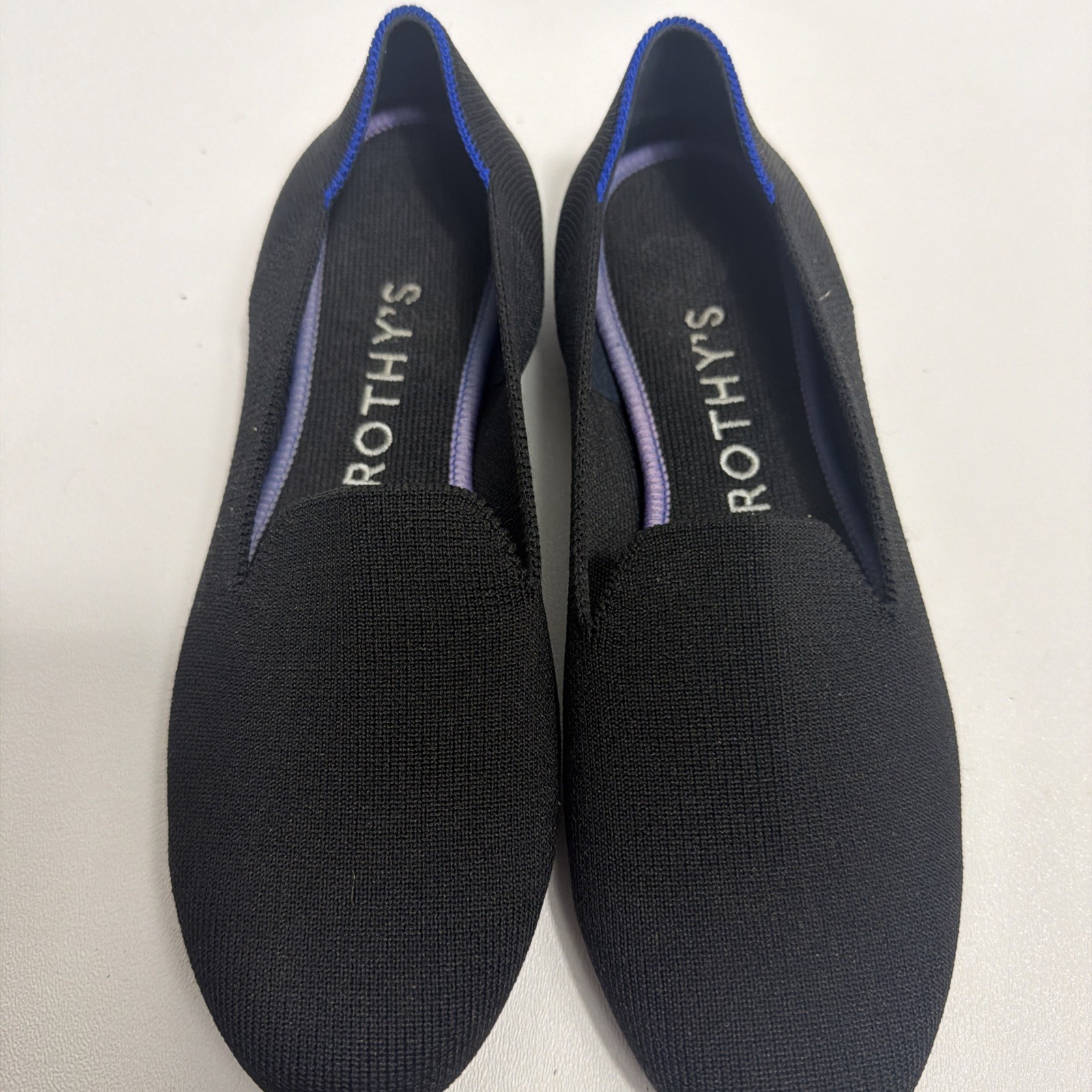 Rothy’s The Loafer Black Solid Knit Fabric Slip On Flats Round Toe Women’s 7.5